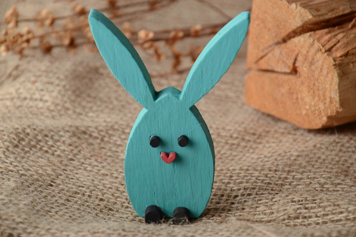 Painted plywood figurine rabbit photo 1