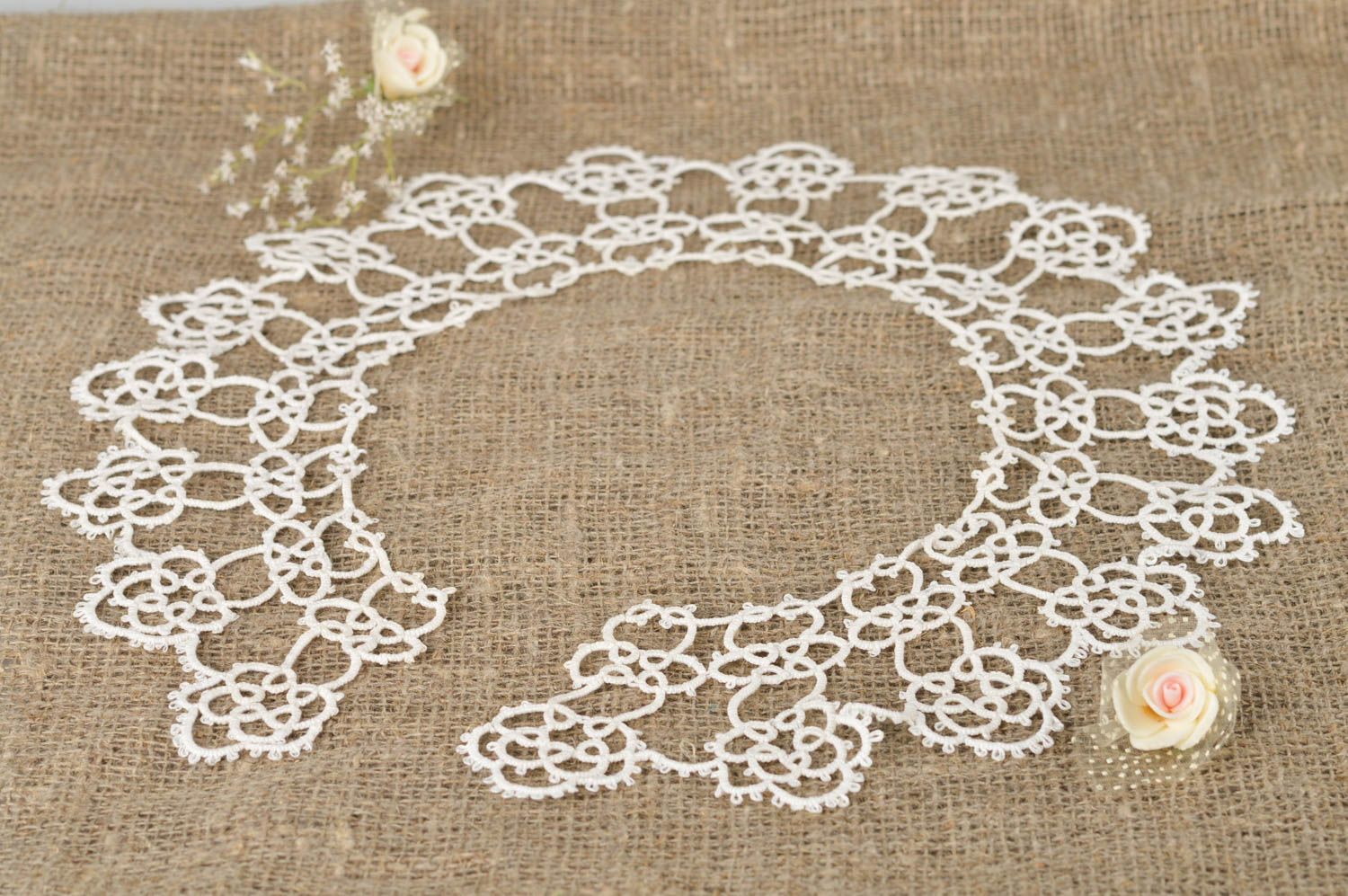 Stylish handmade crochet lace collar woven collar accessories for girls photo 1