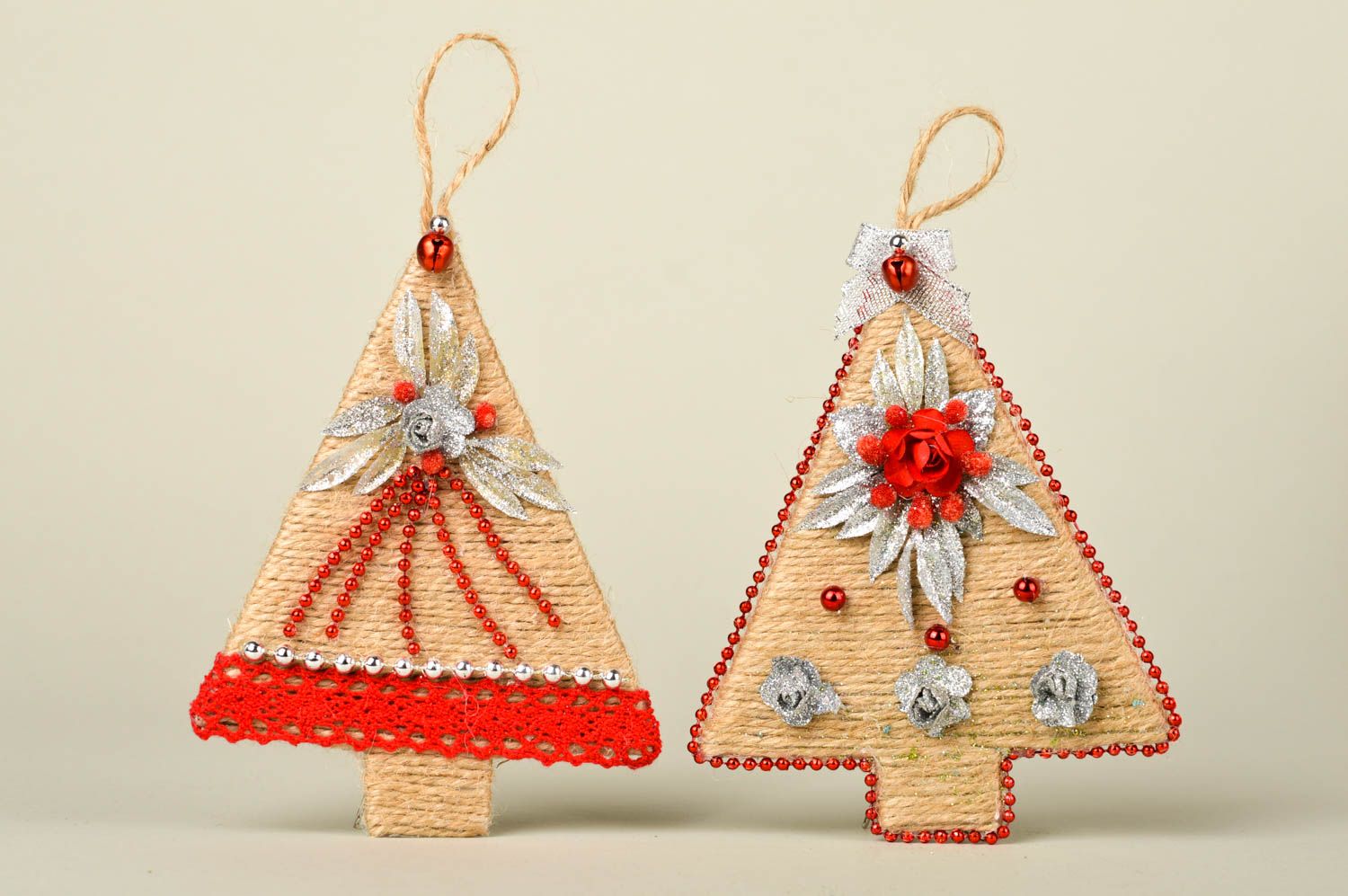 Set of 2 handmade Christmas tree decorations Christmas tree pendant, nice gift photo 1