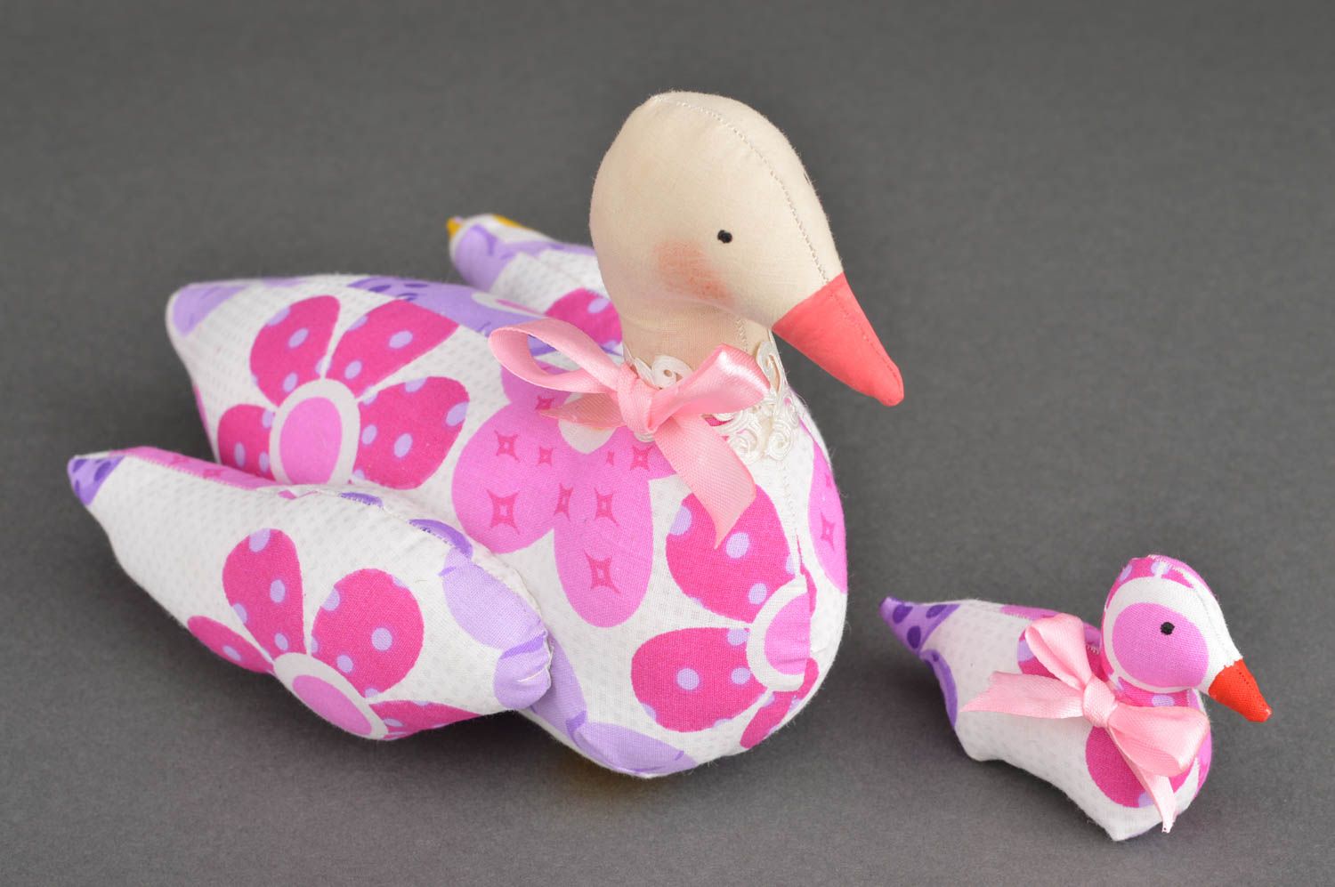 Set of 2 beautiful handmade fabric soft toys Duck and Duckling photo 5