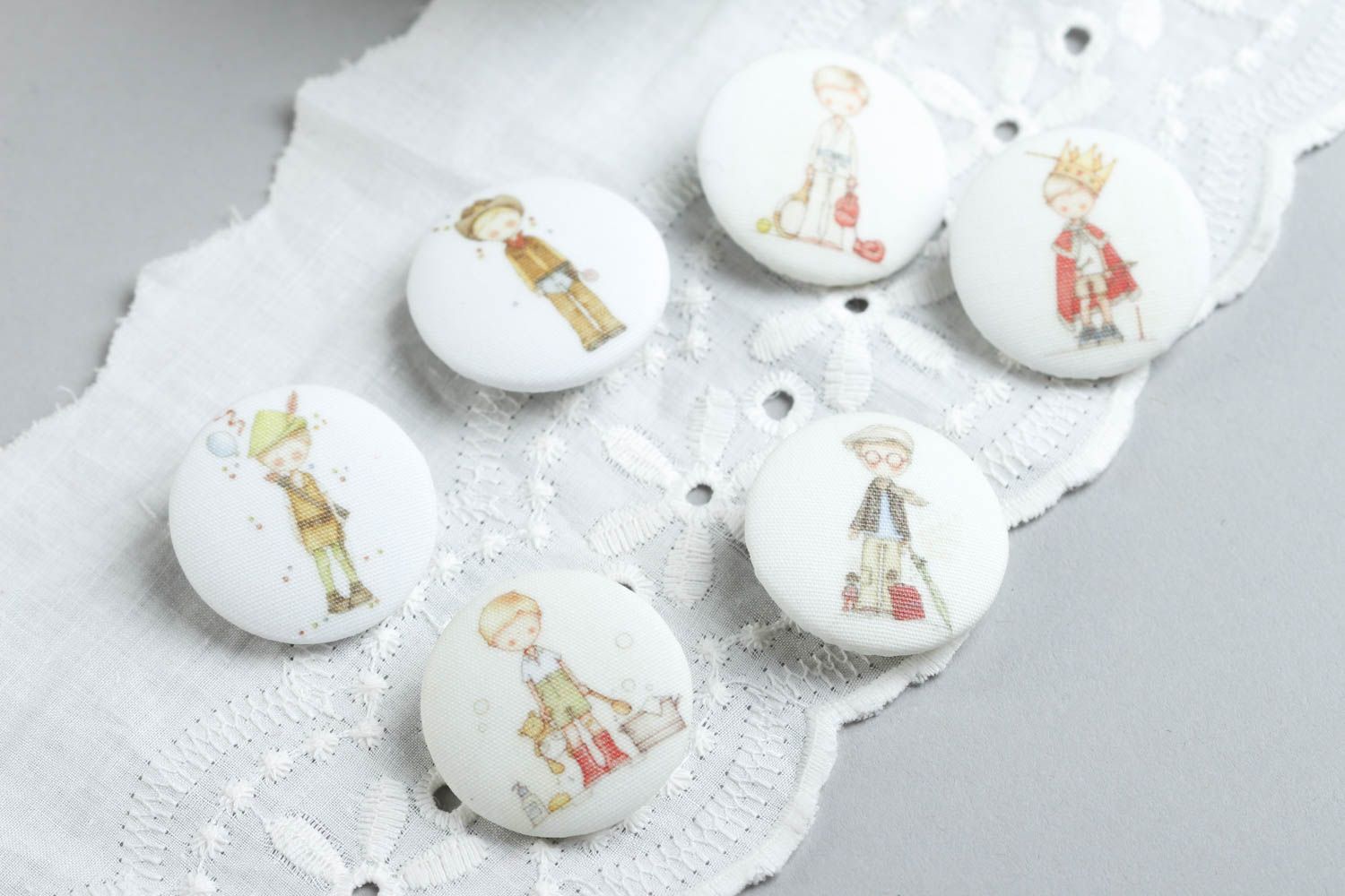 Beautiful handmade fabric button 6 handmade buttons fittings for clothes photo 1