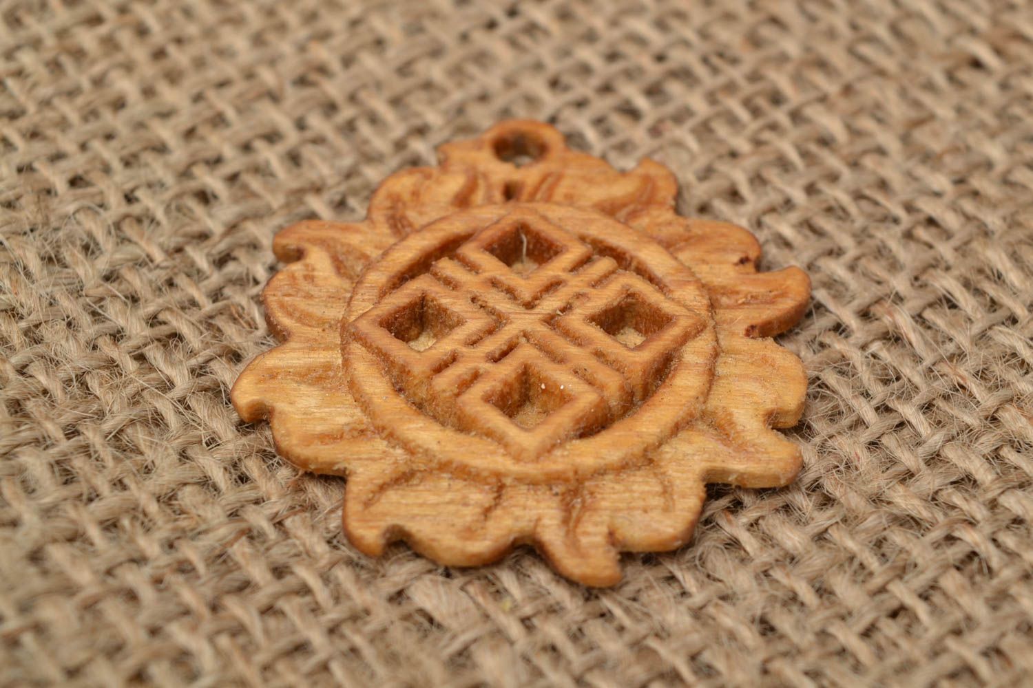 Handmade carved wooden natural wooden Slavic protective amulet pendant Mokash photo 1