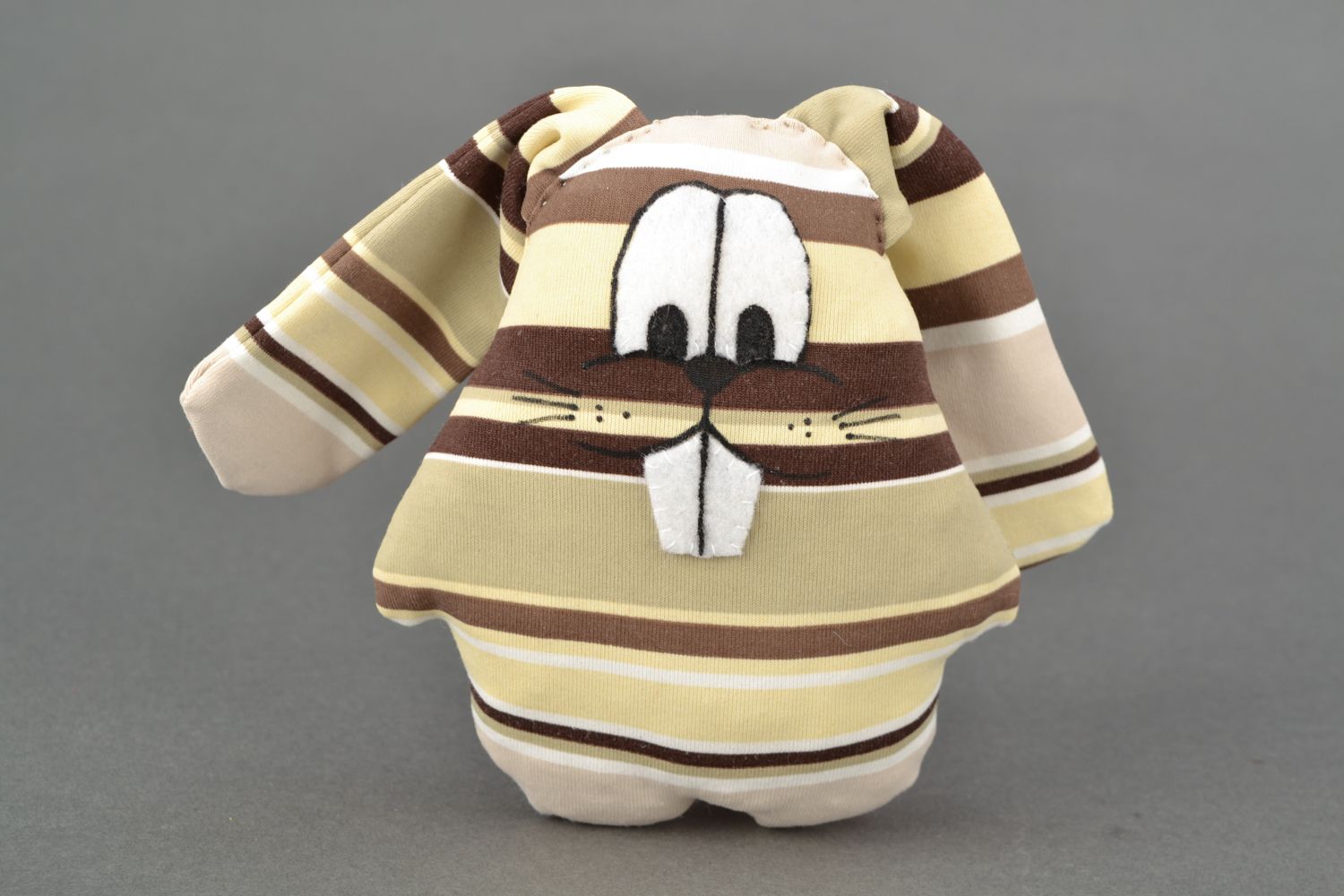 Small striped soft toy hare photo 3