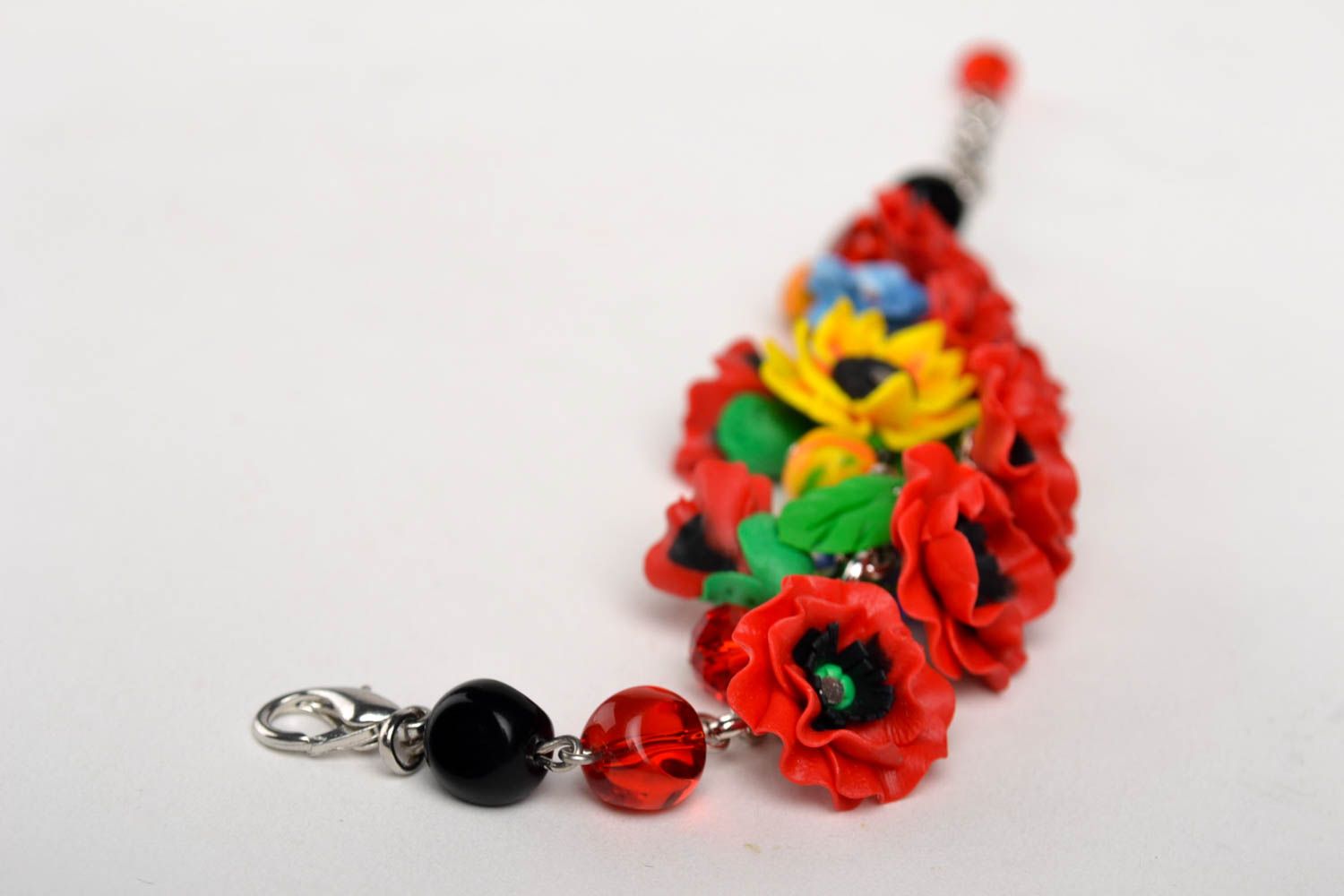 Handmade designer flower bracelet elegant wrist bracelet unusual accessory photo 1