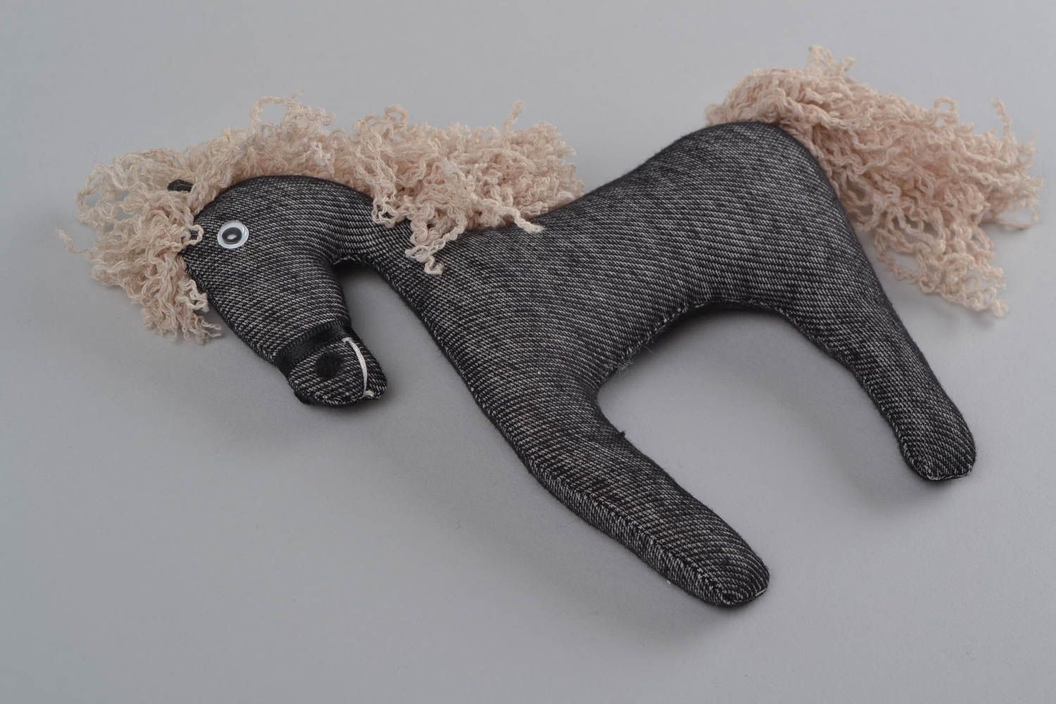 Handmade funny black horse soft toy for the interior decor and children photo 3