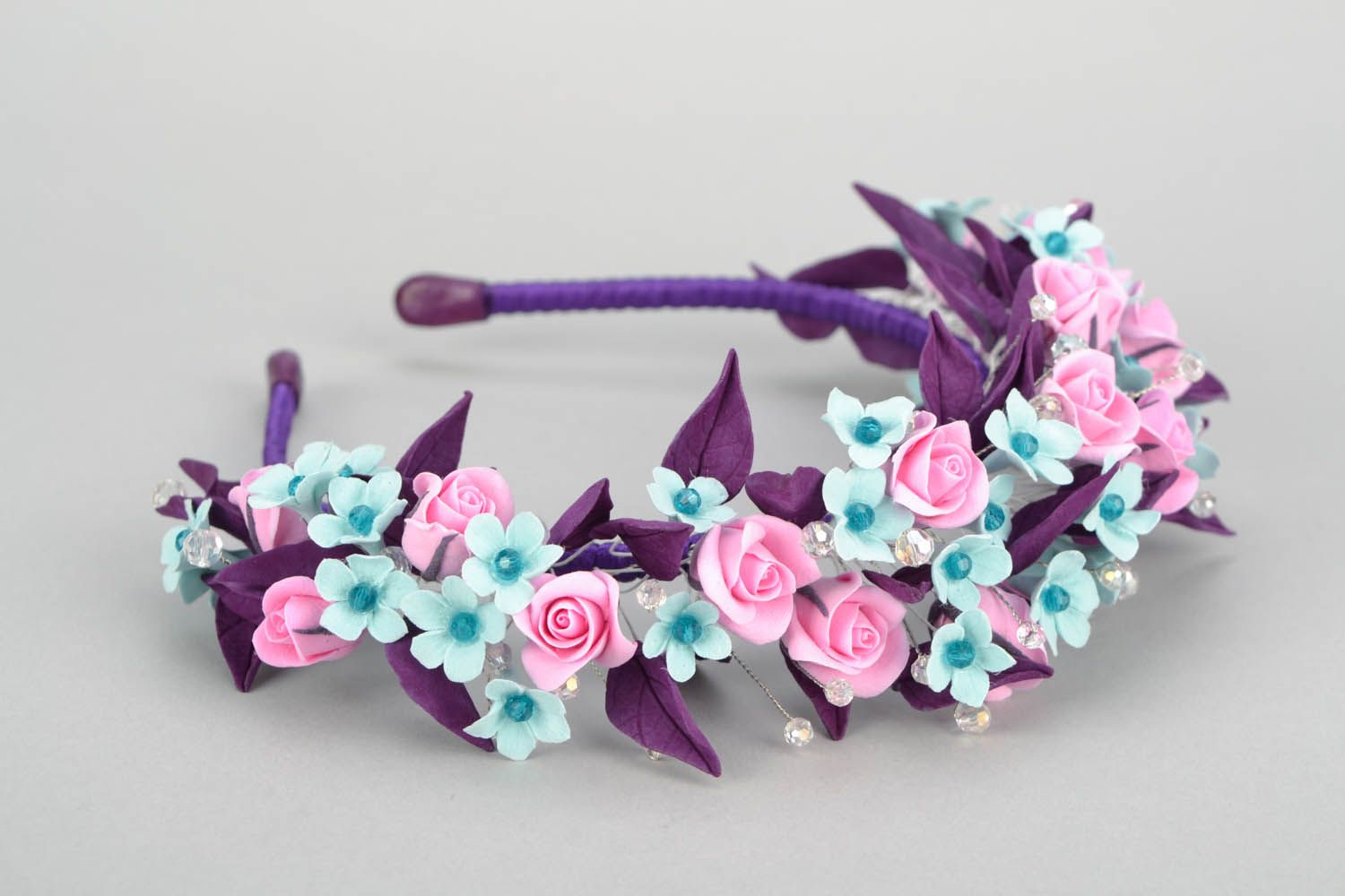Violet floral headband photo 4