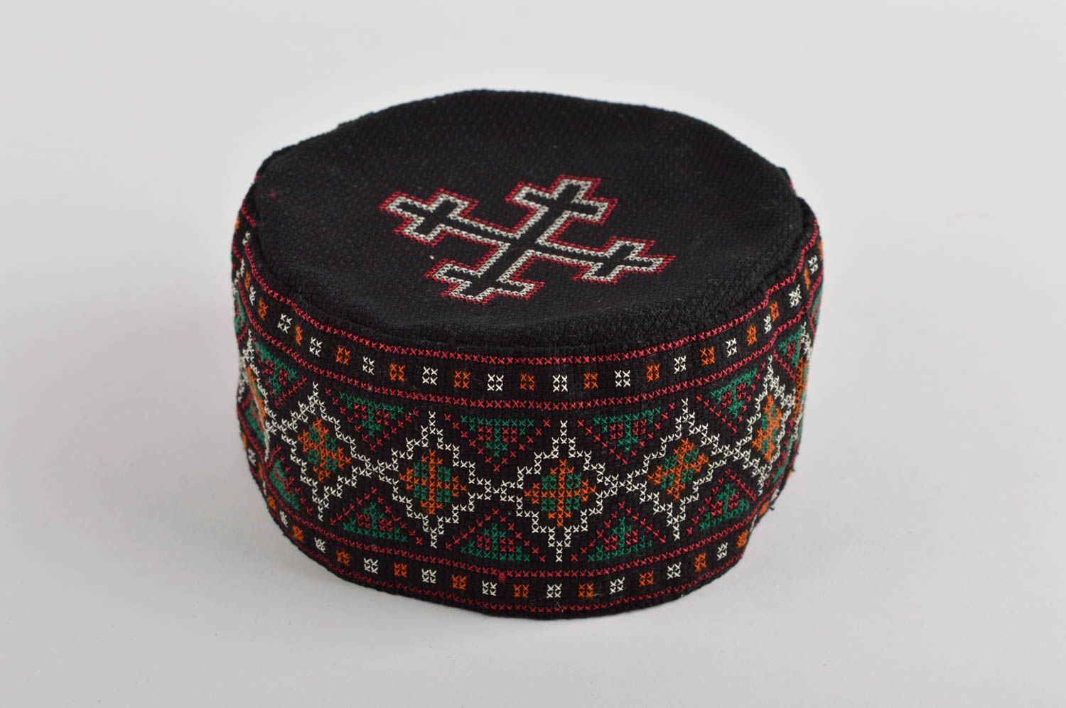 Chapeau ethnique fait main Calotte Cadeau homme coton noir traditionnel photo 2