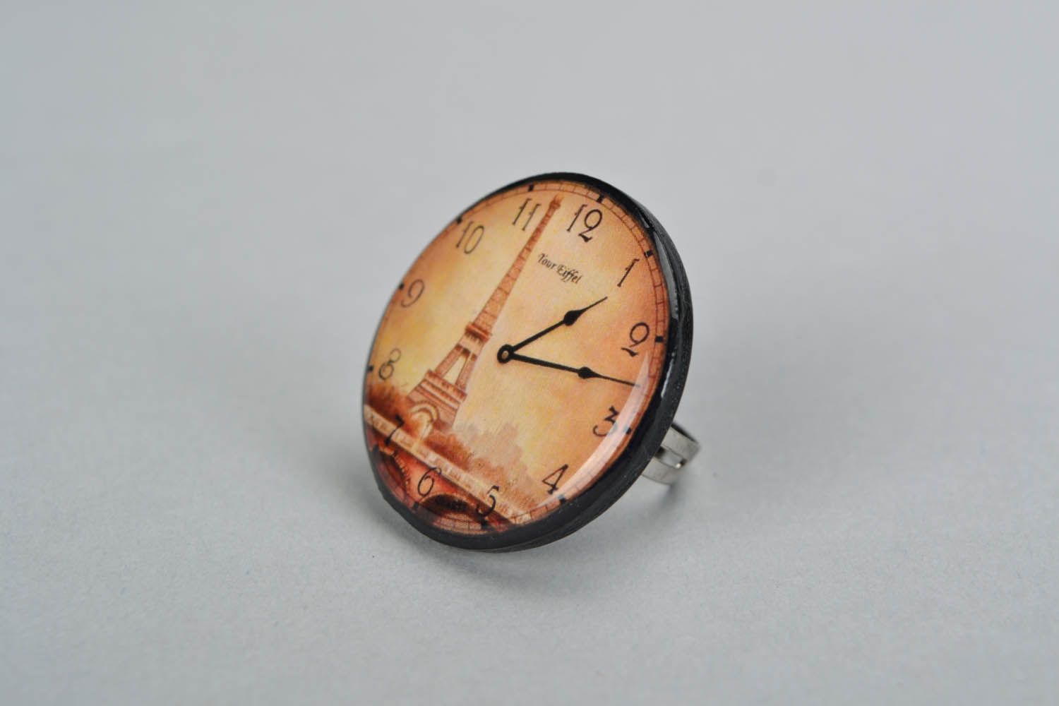Ring made ​​of polymer clay Time for Paris photo 2