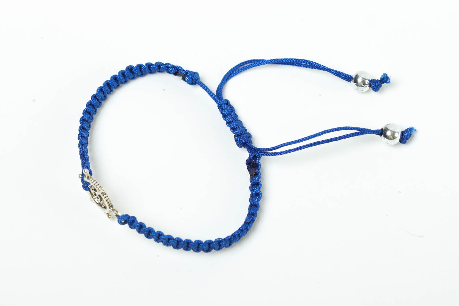 Красивый браслет ручной работы модная бижутерия плетеный браслет синий морской фото 2