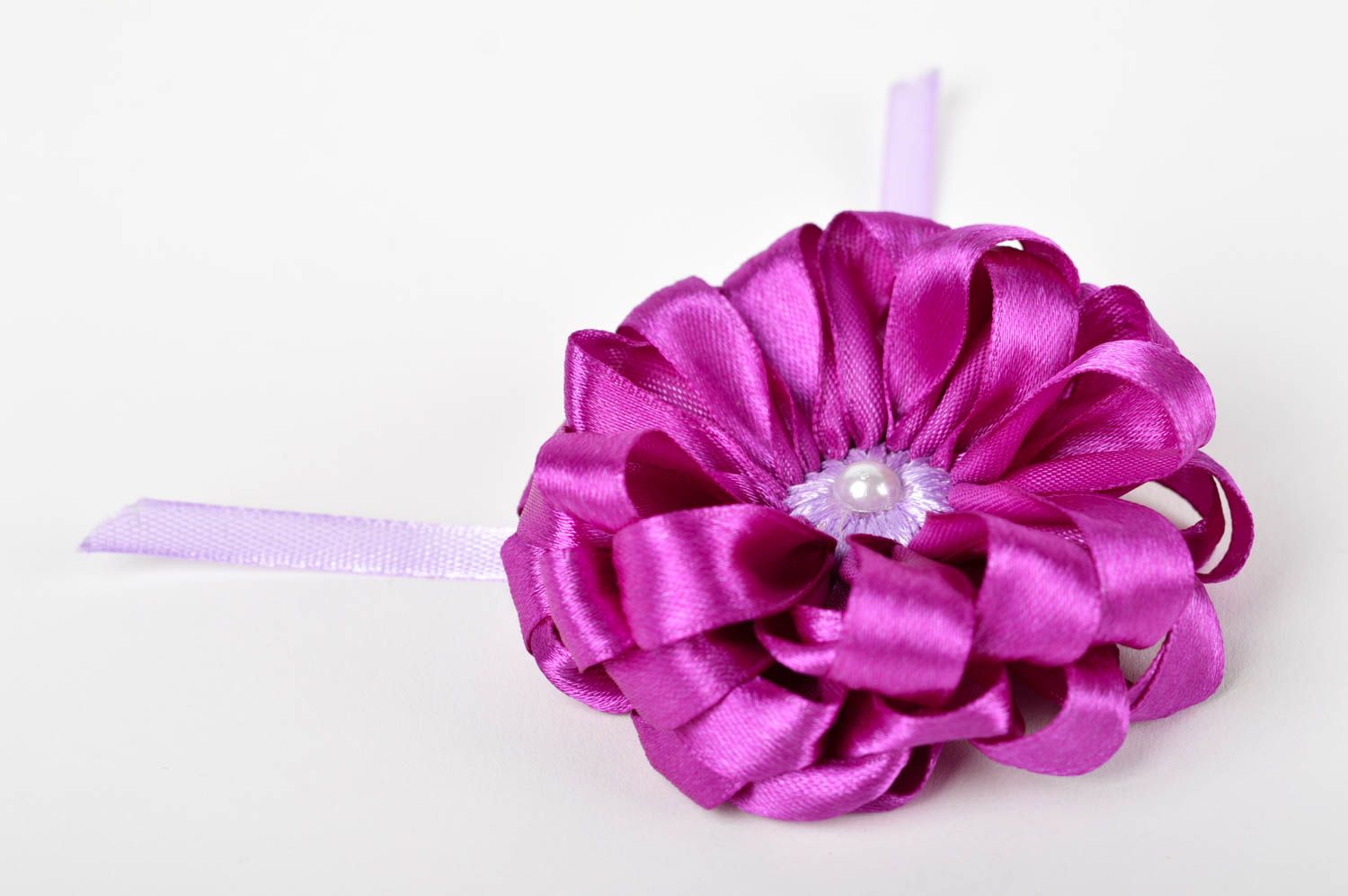 Élastique à cheveux fait main Accessoire cheveux fleur violette Cadeau femme photo 5