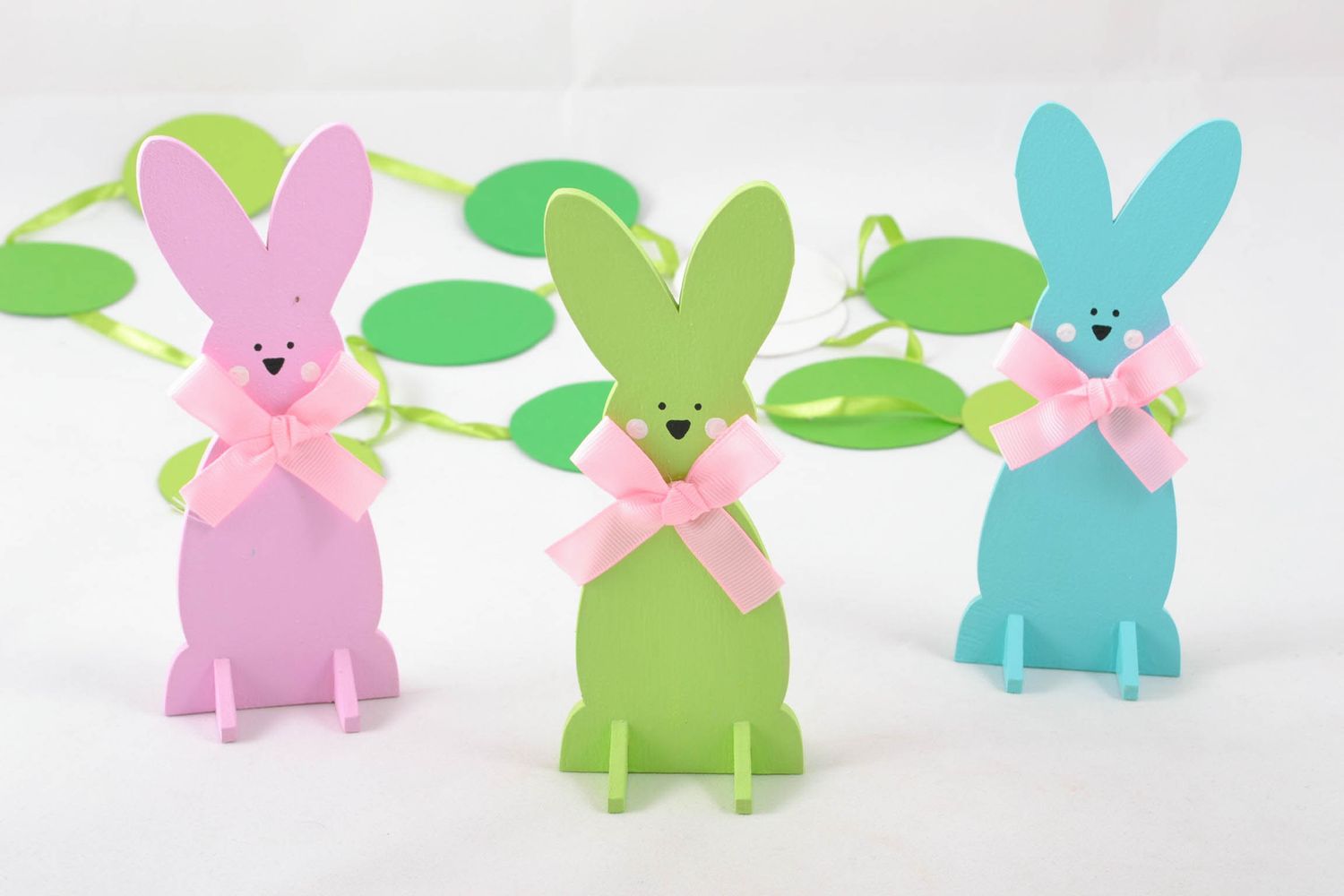 Set of wooden figurines Rabbits photo 1