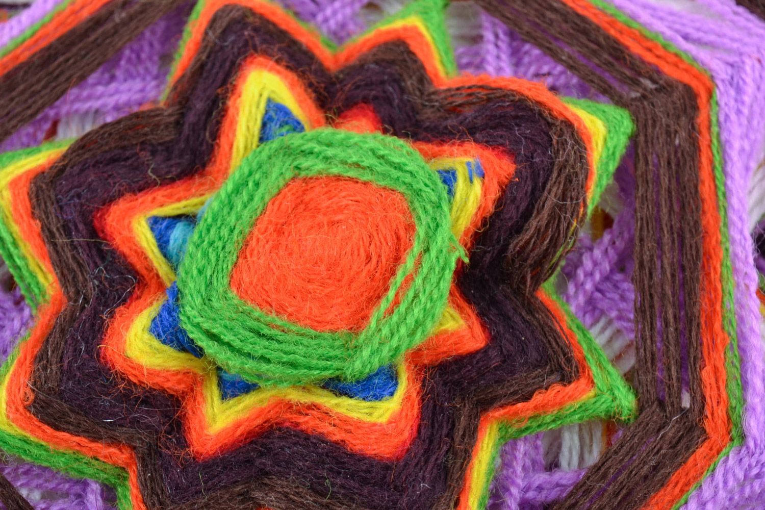Mandala porte-bohneur en coton fait main en fils accessoire original pour maison photo 2