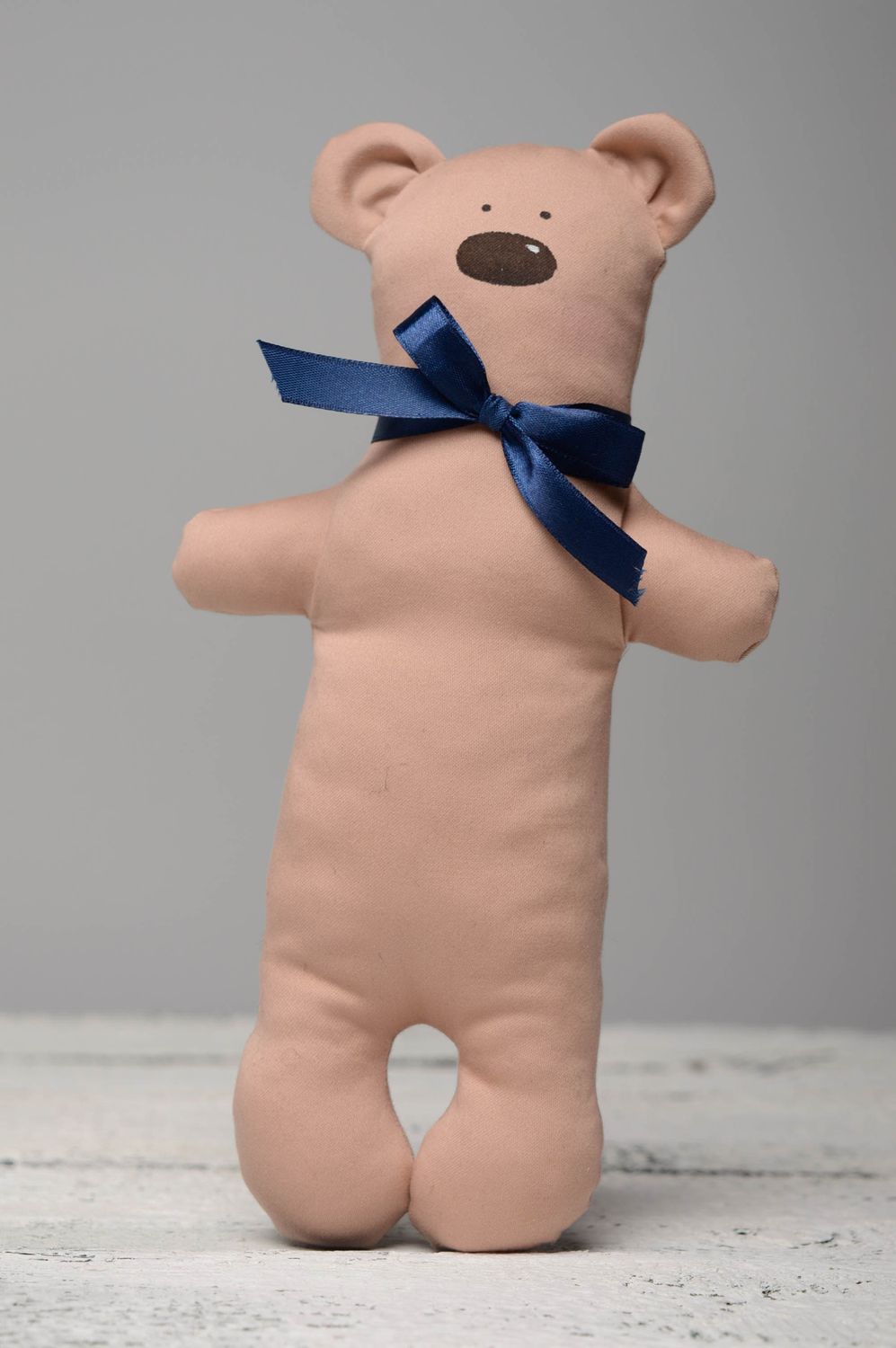 Handmade fabric toy bear Beige photo 1
