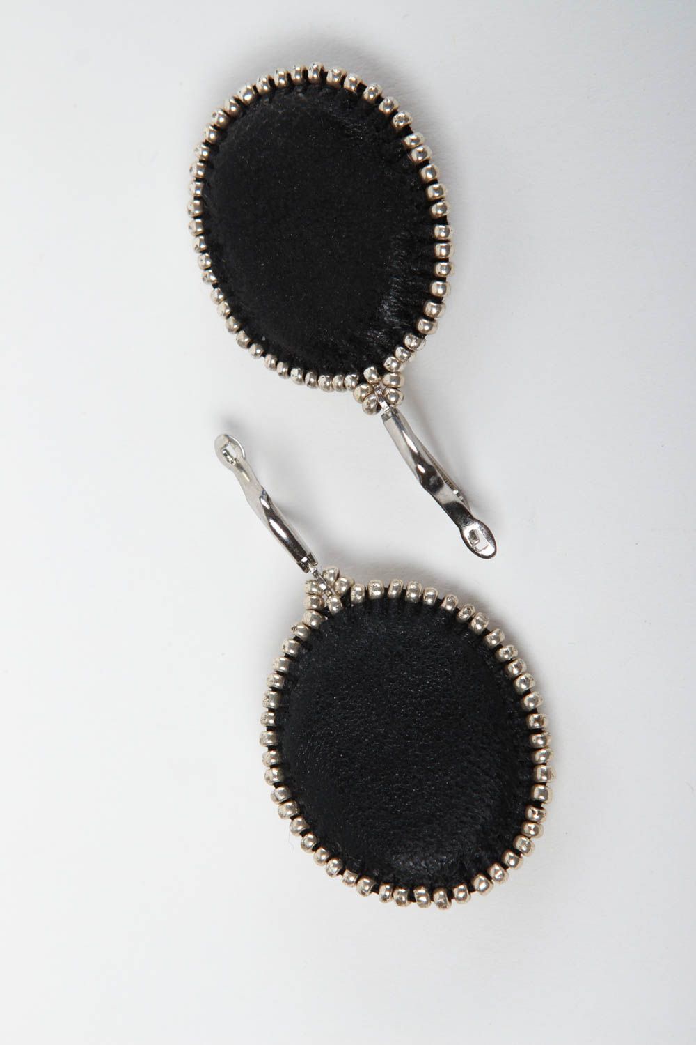 Oval handmade metal earrings beaded gemstone earrings accessories for girls photo 4