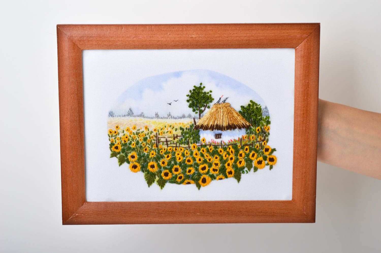 Handmade wall picture with embroidery stitch embroidery decorative use only photo 5