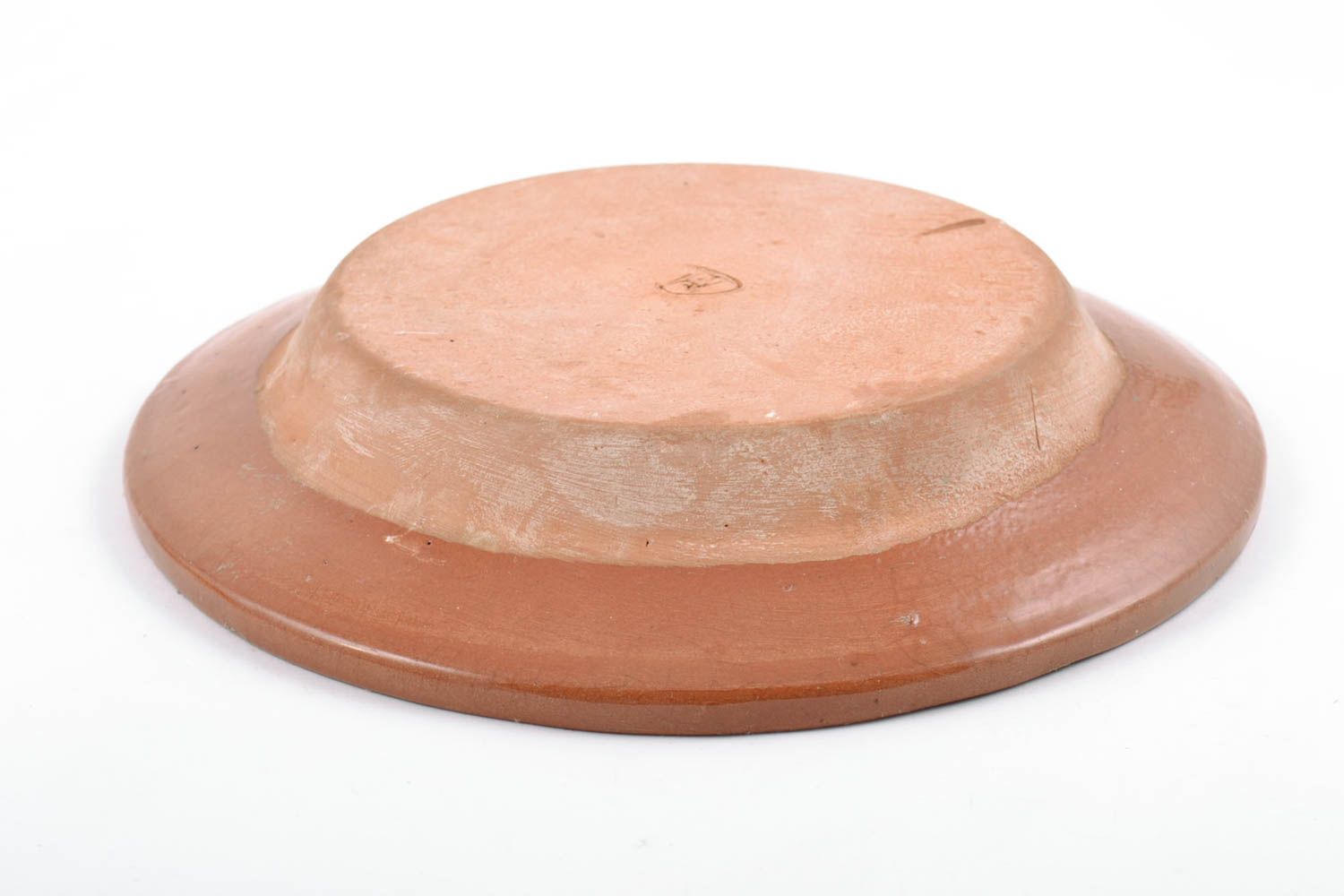 Красивая керамическая тарелка расписанная глазурью декоративная ручной работы фото 5