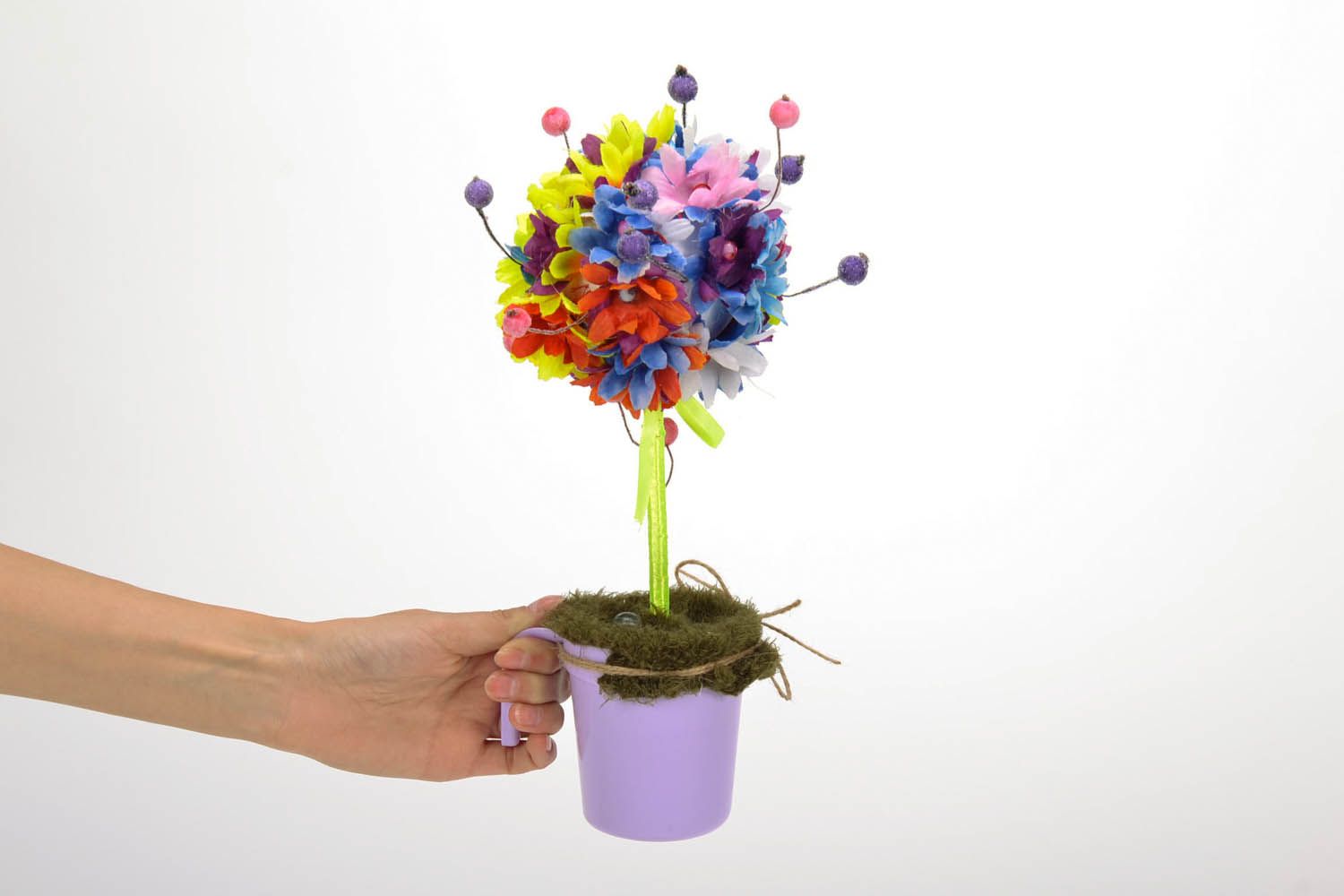 Topiaire faite main avec fleurs multicolores photo 5