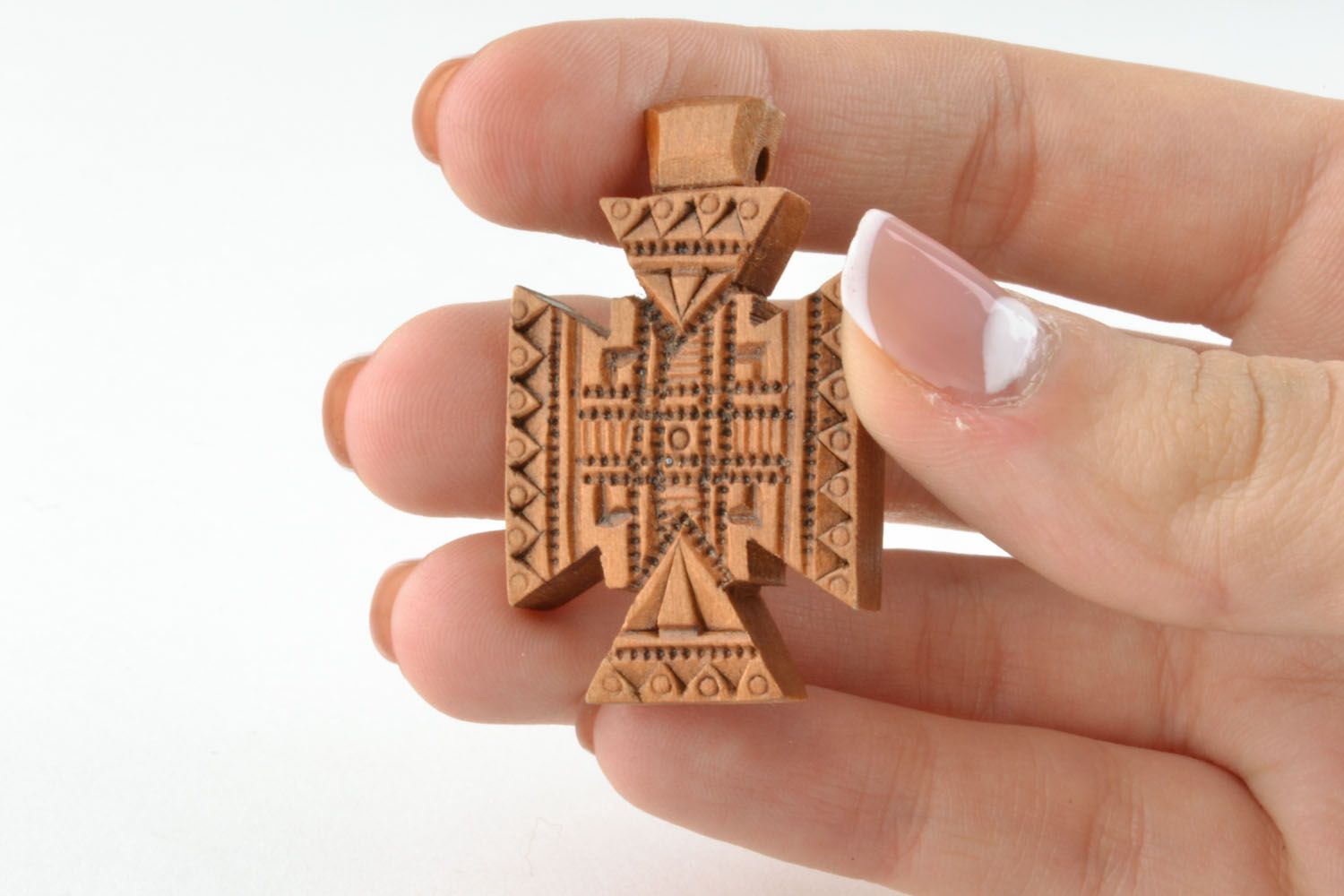 Croce di legno fatta a mano crocetta intagliata originale in legno bella foto 2