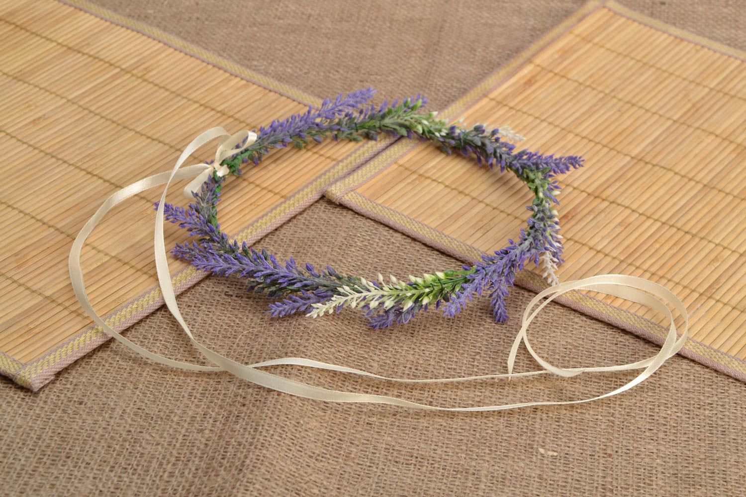 Headband with artificial flowers Lavender photo 1