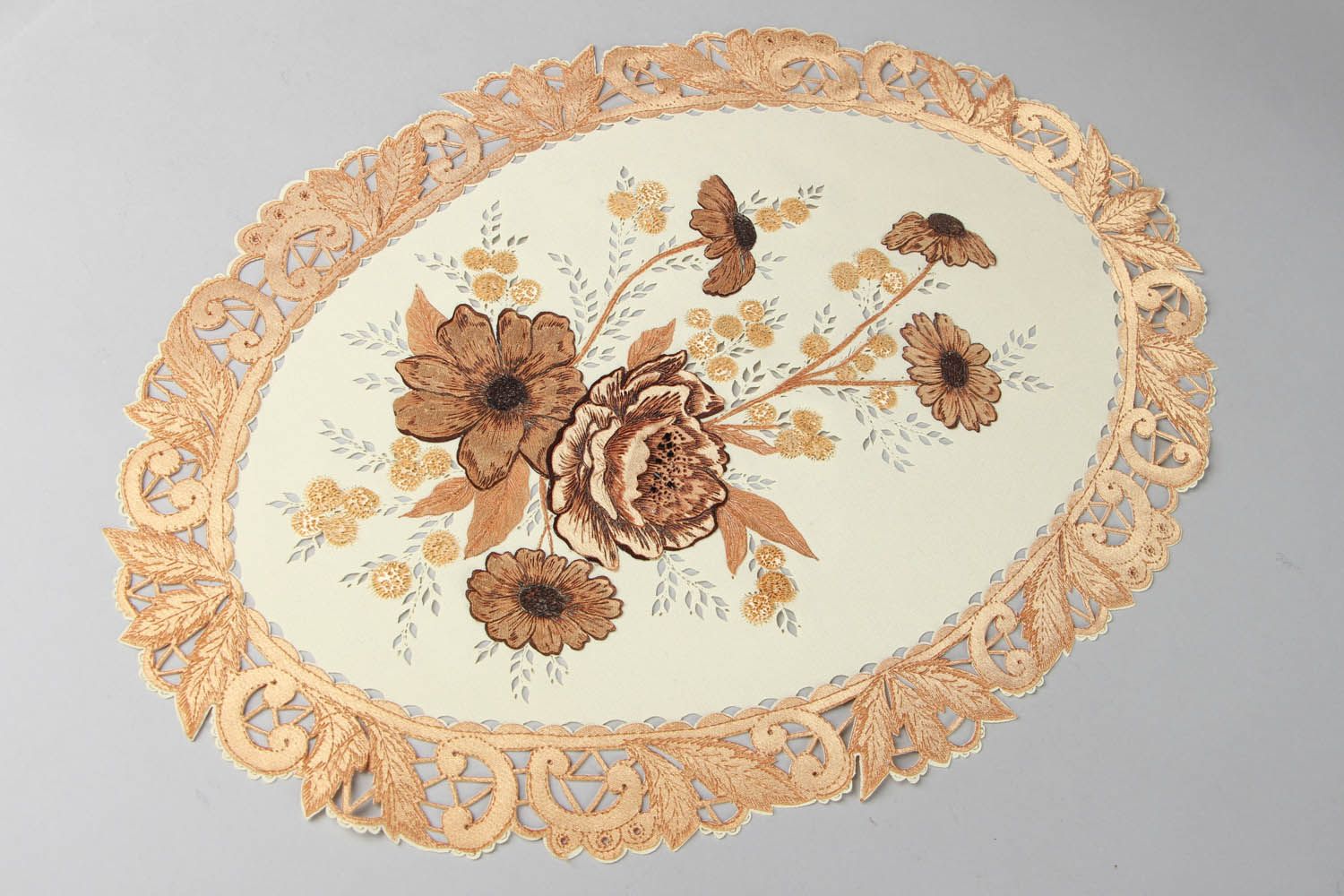 Guardanapo oval painel feito à mão Flores guardanapo decorativo de tecido foto 4