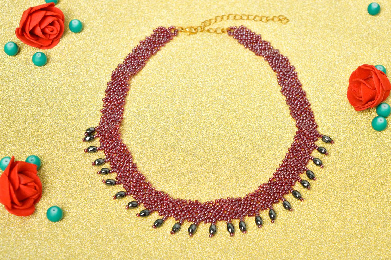 Schmuck Halskette handgefertigt Damen Collier Accessoires für Frauen schwarz  foto 1