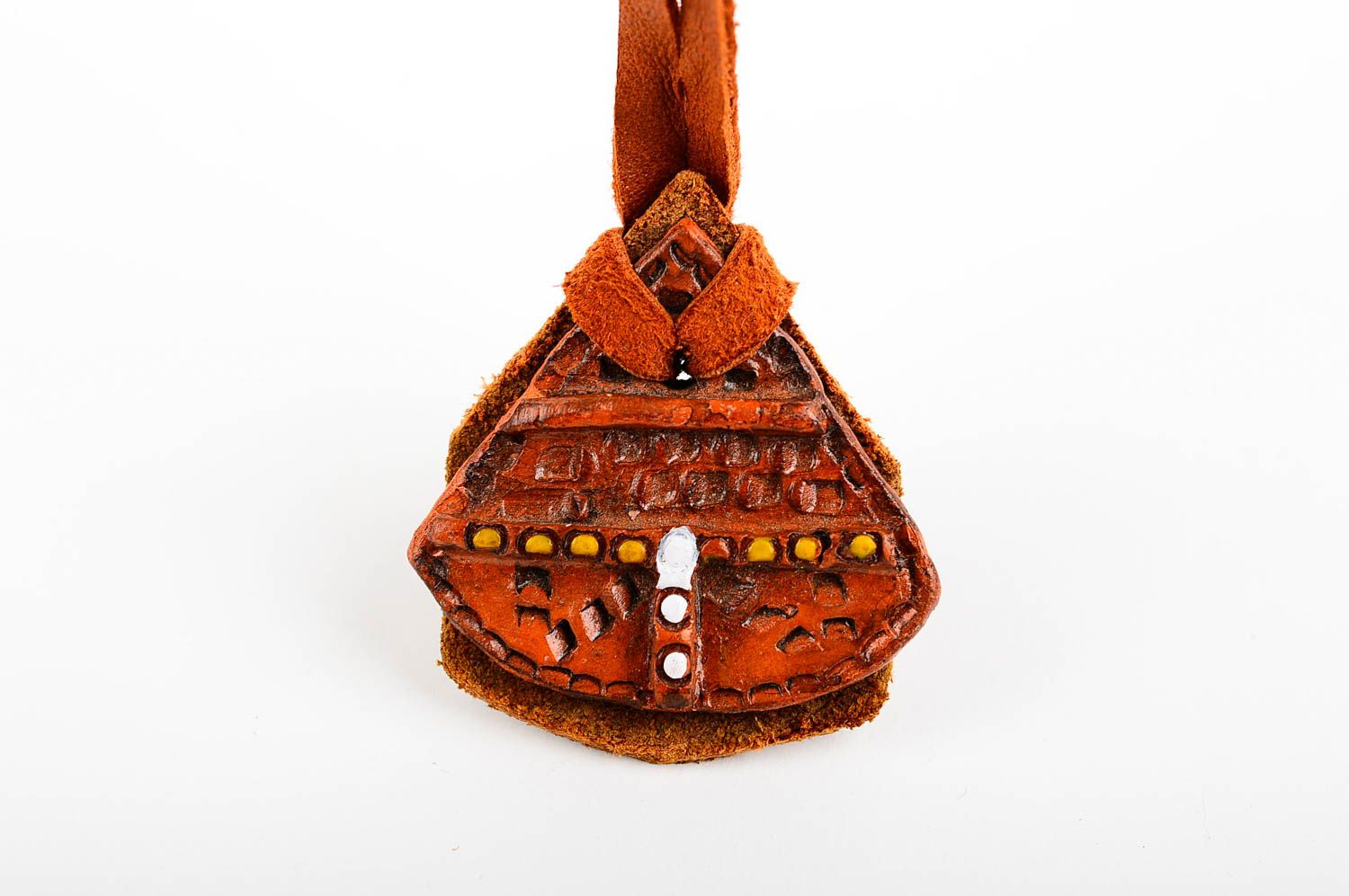 Handmade pendant leather pendant clay accessory designer bijouterie best gift photo 4