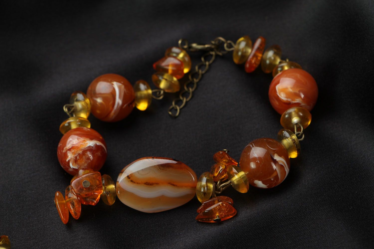Jewelry set with amber and cornelian photo 3