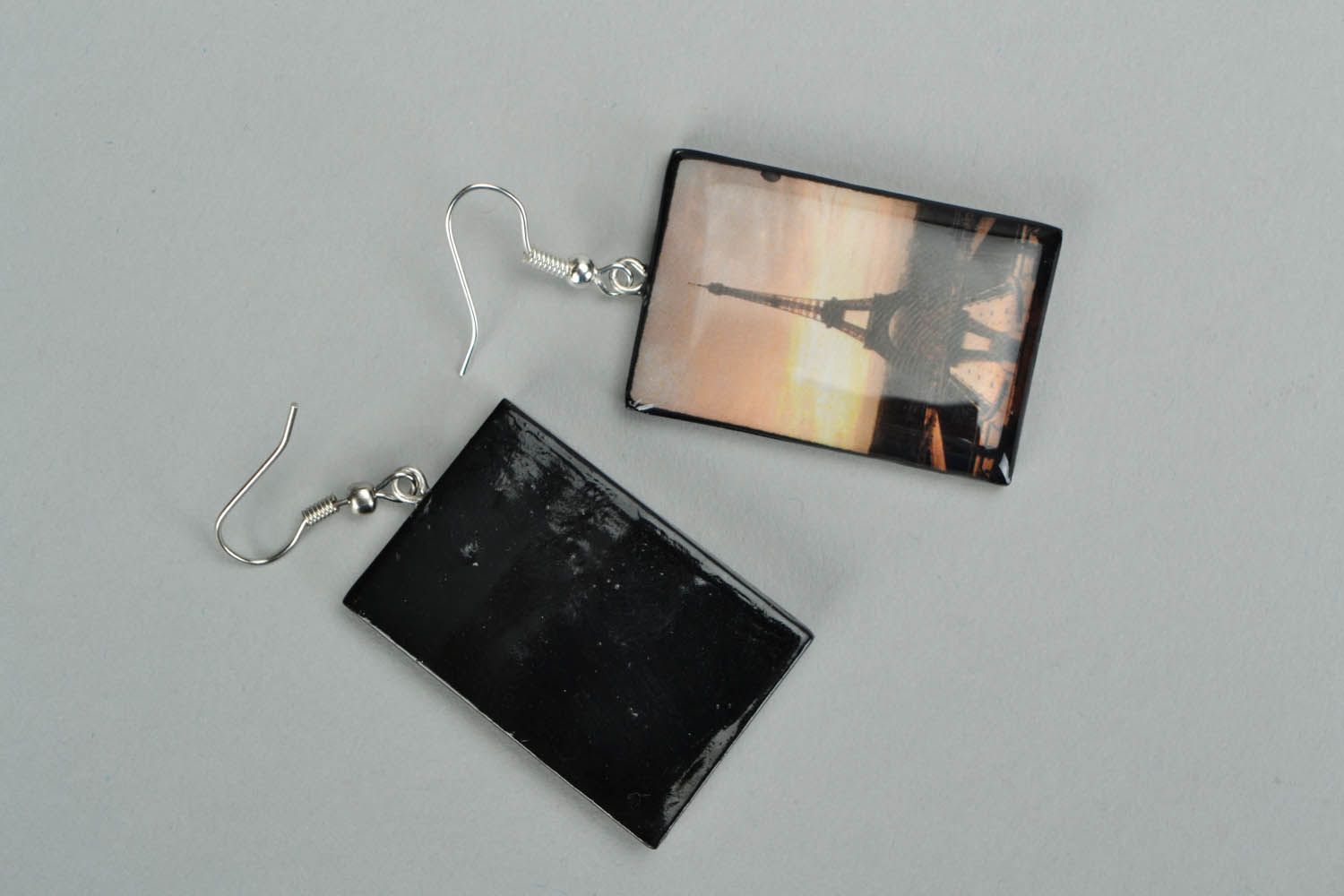 Polymer clay earrings Paris in the Evening photo 3