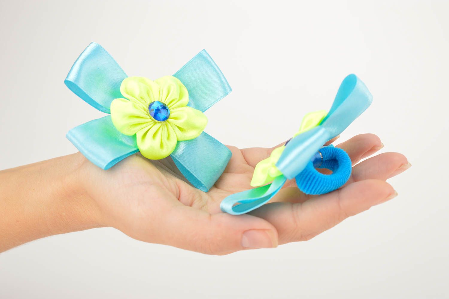 Handmade flower scrunchie 2 pieces designer hair accessories gifts for kids photo 1