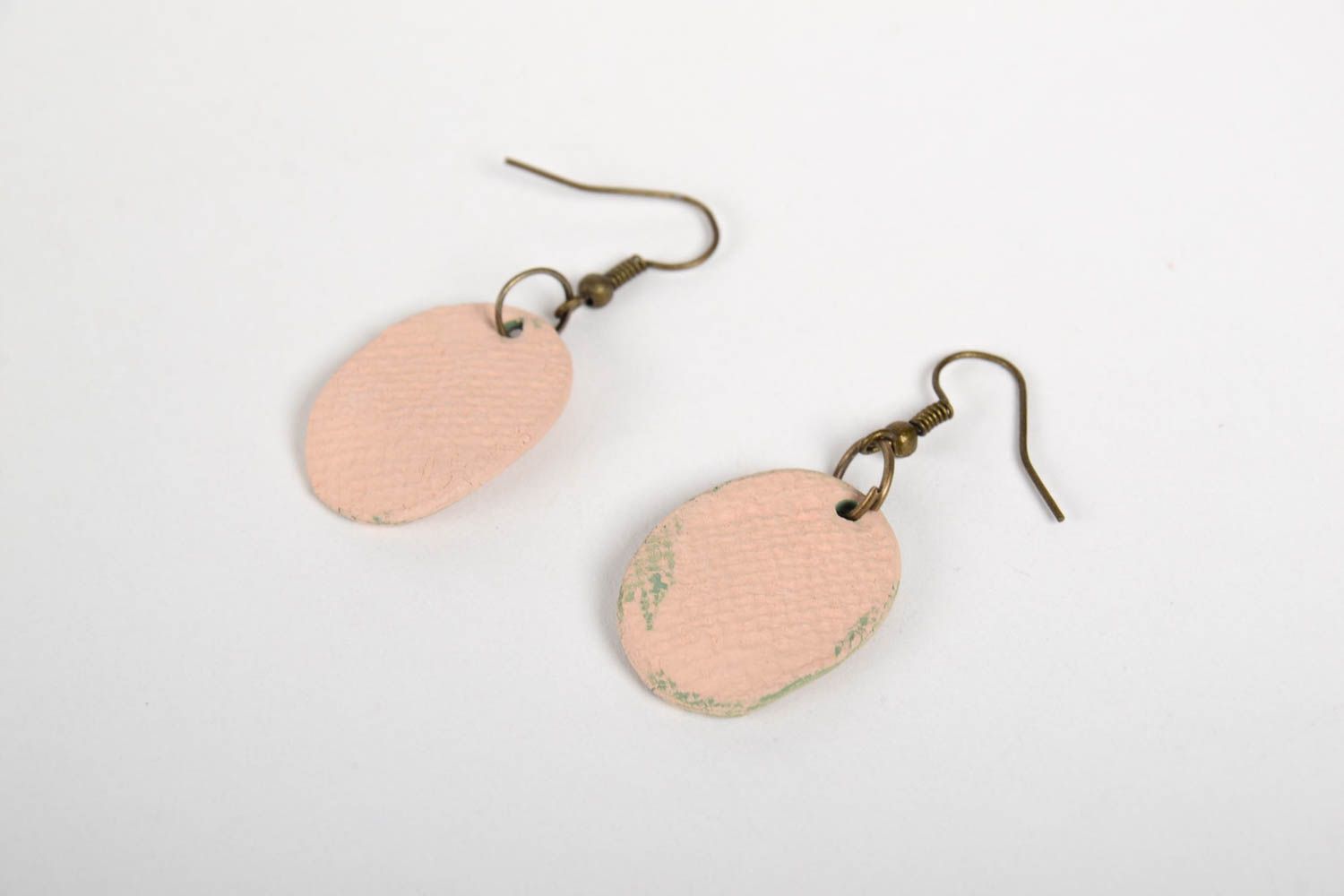 Handmade Ohrringe runde Ohrhänger Geschenk für Frauen Schmuck aus Keramik bemalt foto 3