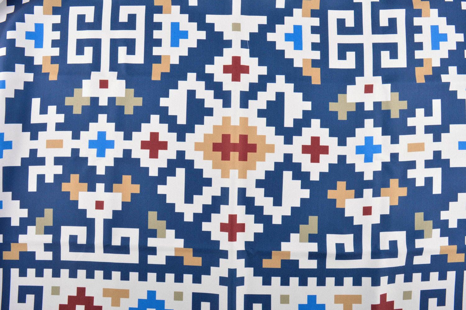 Mantel artesanal azul con ornametos elemento decorativo utensilio de cocina foto 5