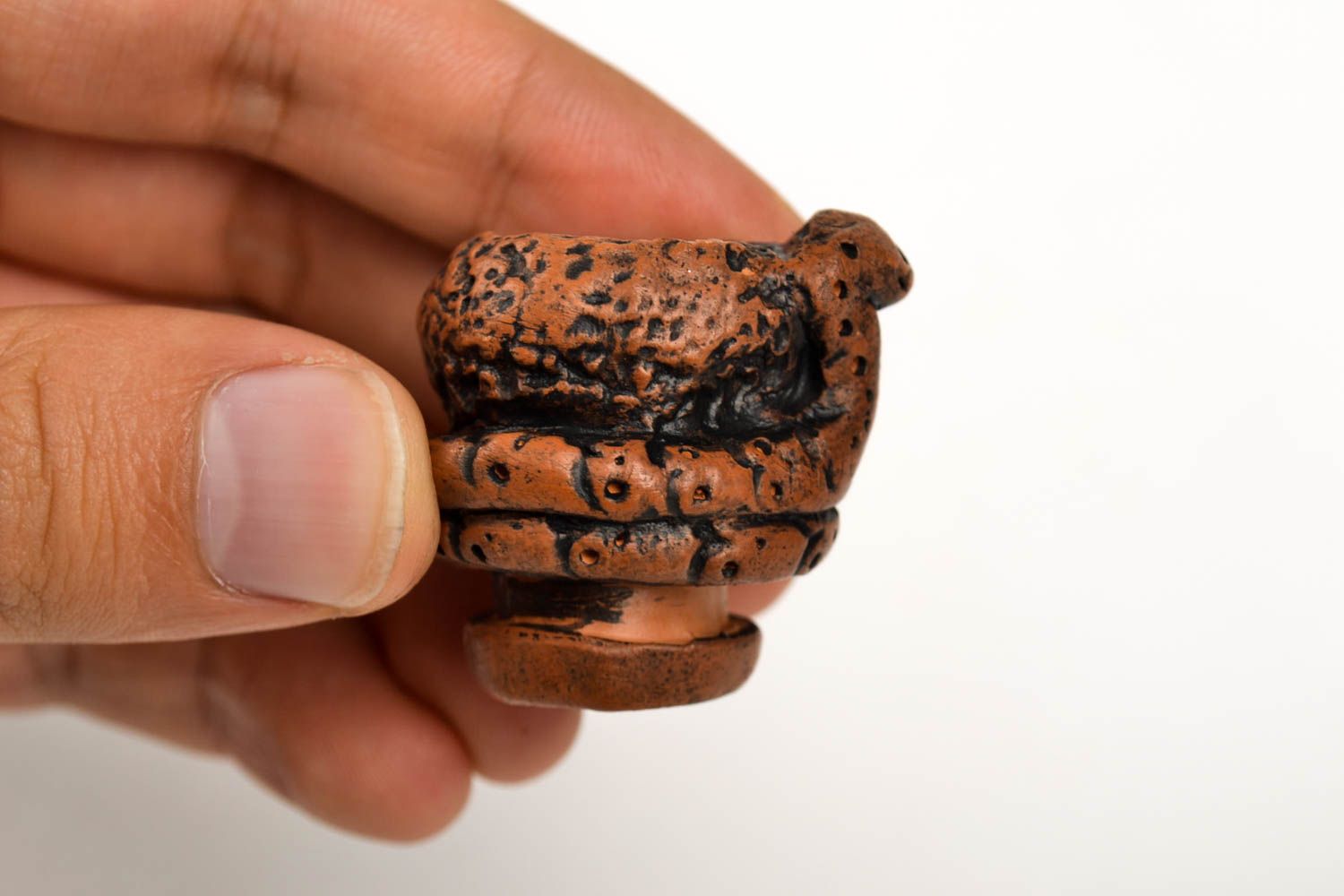 Сувенир ручной работы изделие из глины аксессуар для курения керамический фото 2