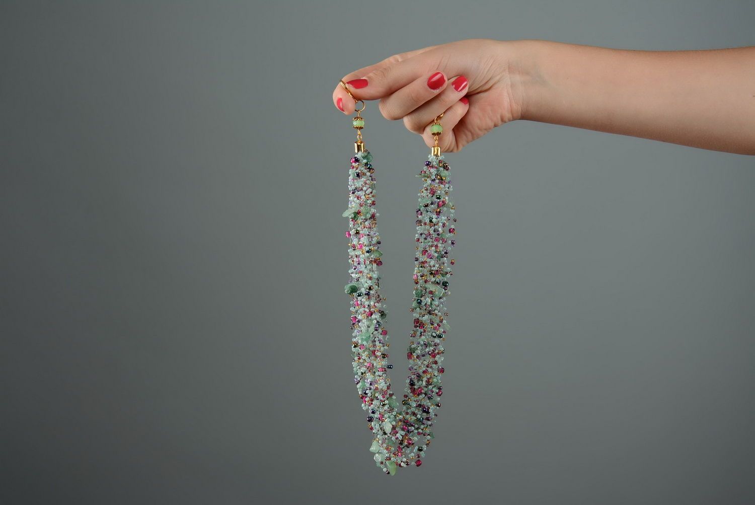 Handmade necklace, made of beads and natural gems photo 5