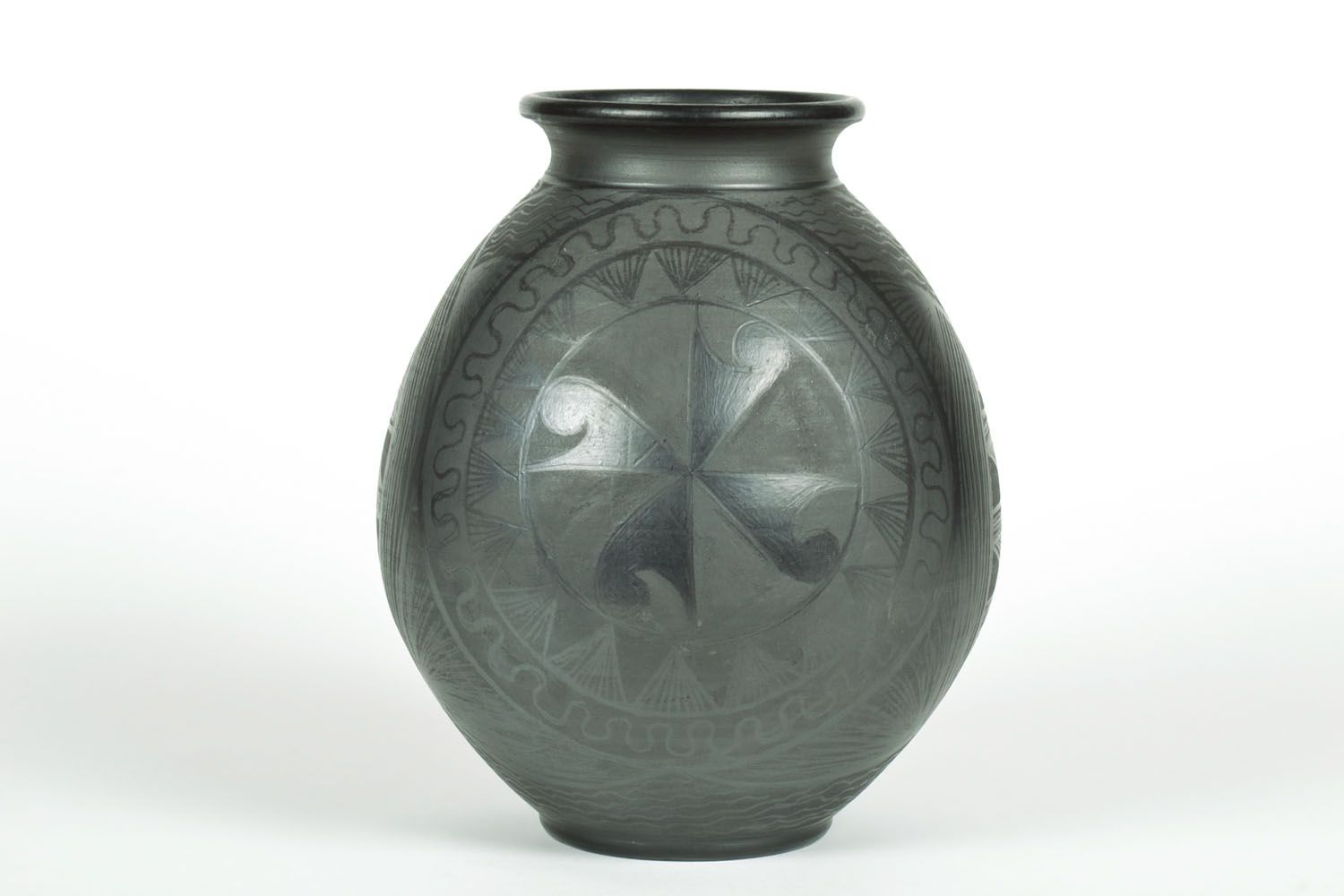 11 inches black décor ceramic vase with ornament 3,6 lb photo 2