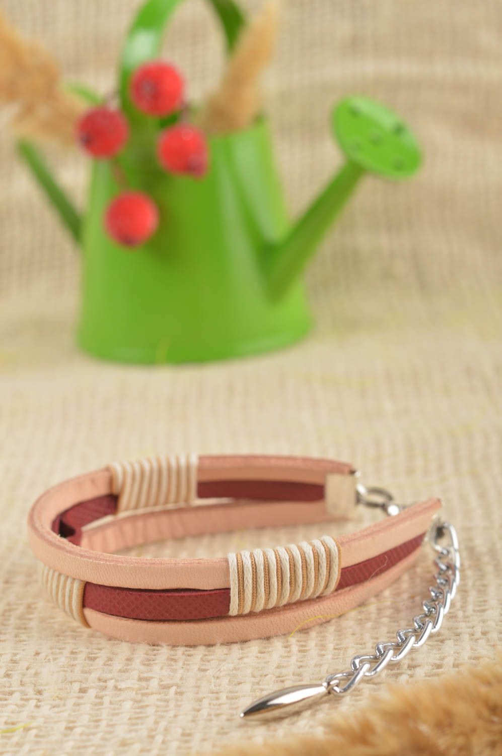 Bracelet en cuir naturel Bijou fait main design casual Cadeau pour femme photo 1
