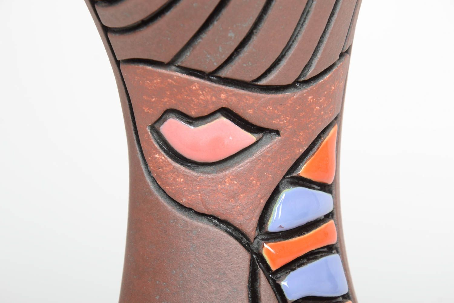 Vase à fleurs en terre cuite Vase fait main peint design Cadeau pour femme photo 3