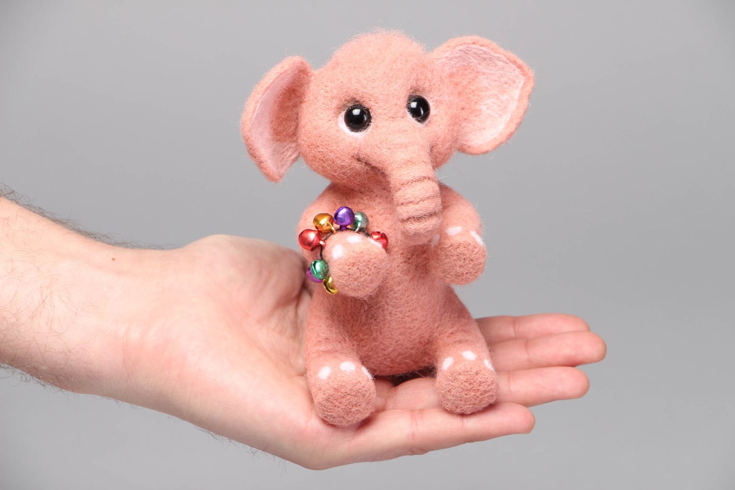 Handmade felted wool soft toy Elephant photo 4