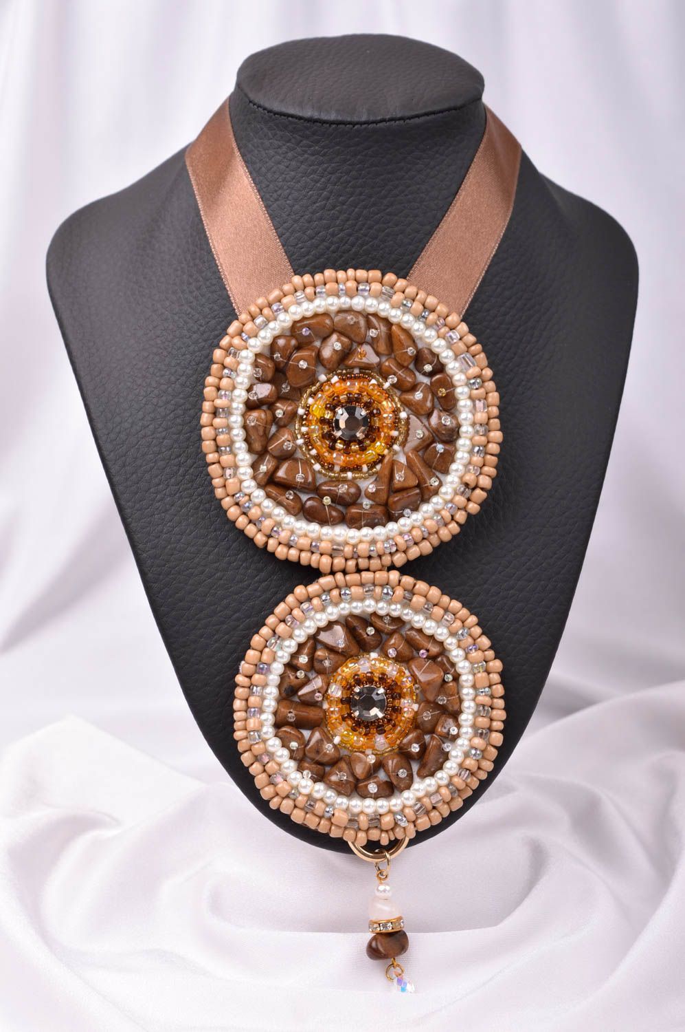 Collana di perline fatta a mano originale di moda bigiotteria da donna di strass foto 1