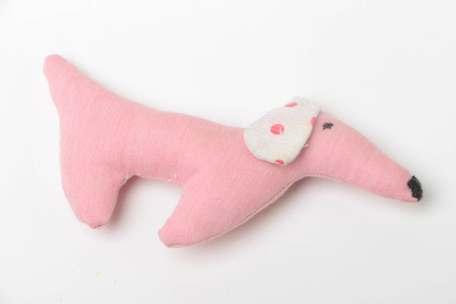 Мягкая игрушка такса собачка розовая оригинальная из ткани ручной работы фото 4