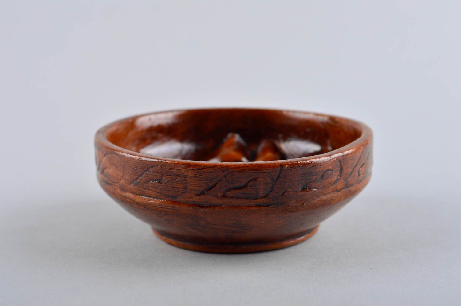 Handgemachte Keramik Tee Schale Geschirr aus Ton Geschenk Idee klein braun foto 4