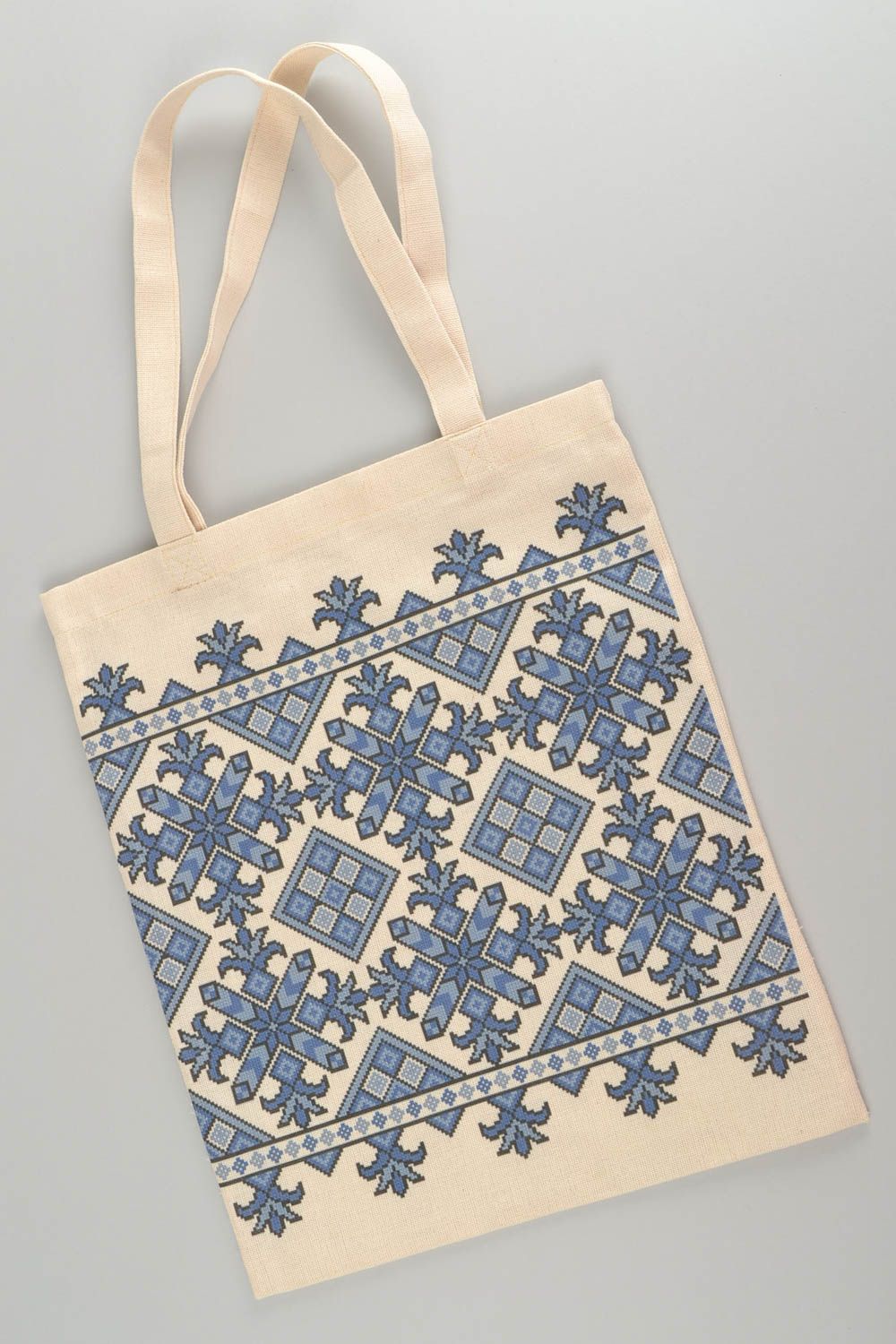 Женская сумка из ткани в этническом стиле с принтом ручной работы большая фото 3