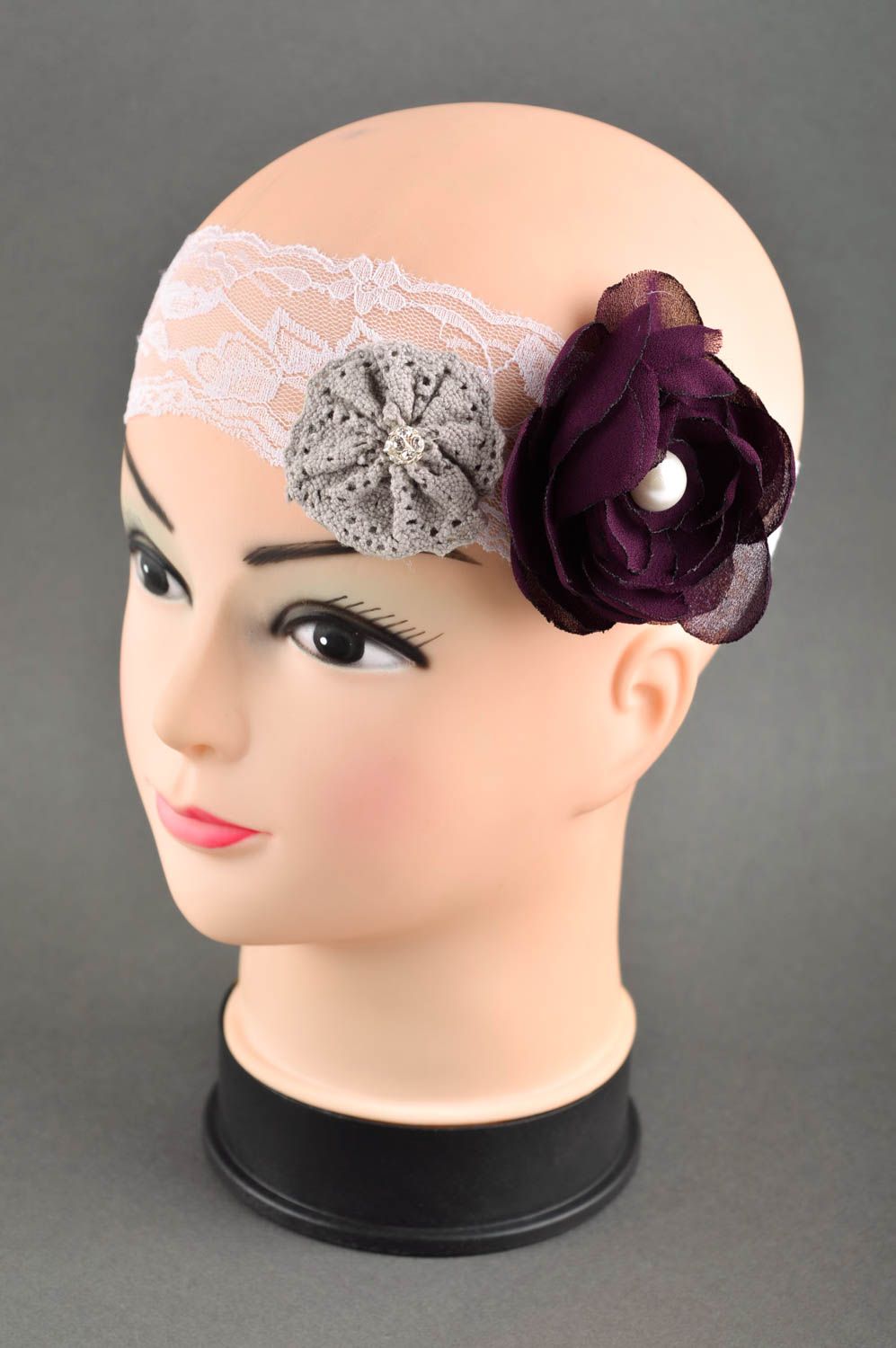 Handmade Haarband mit Blume Mädchen Haarschmuck Accessoire für Haare elegant foto 1