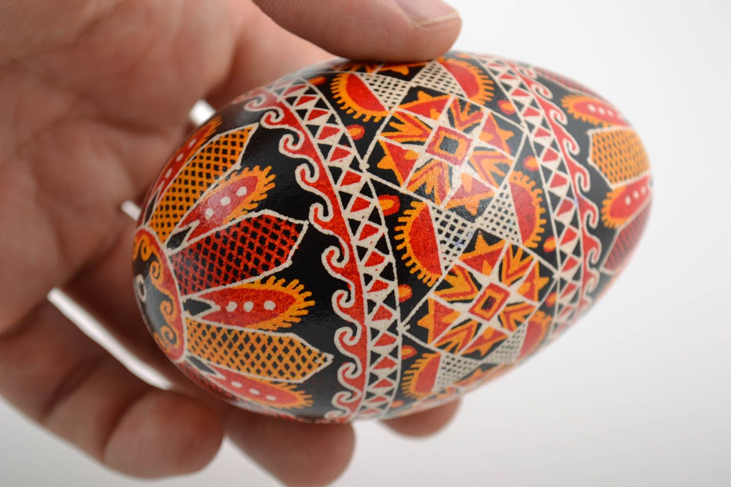 Handmade designer pysanka Easter decorative goose egg painted with acrylics photo 2