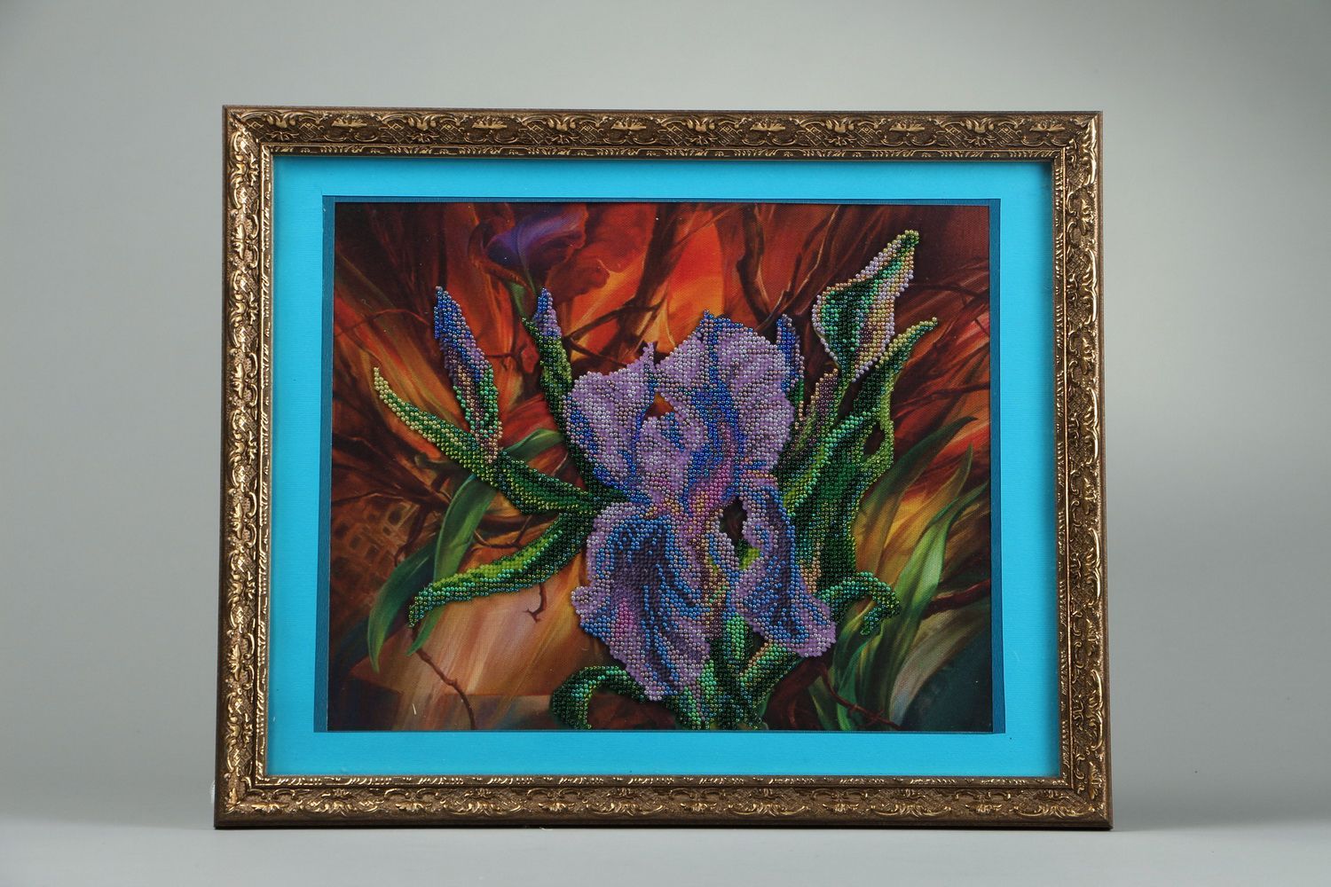 Picture embroidered with beads Iris photo 3
