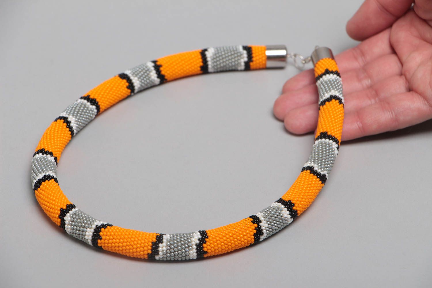 Handmade beautiful stylish designer's beaded cord necklace snake photo 5