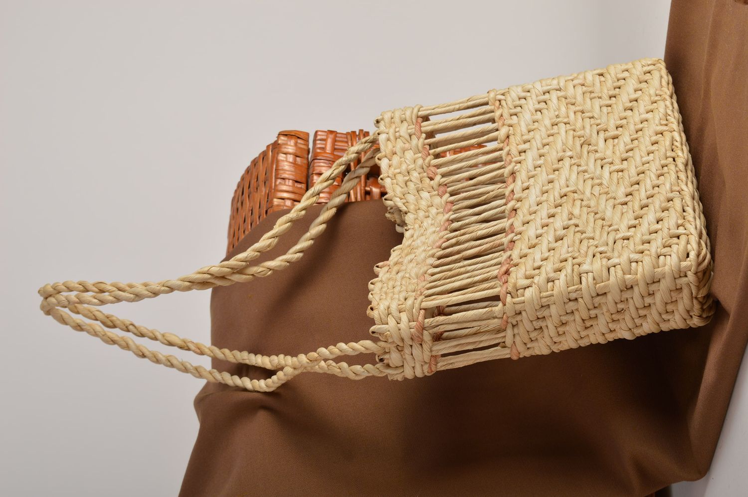 Bolso artesanal de hojas de maiz accesorio de mujeres trenzado regalo original foto 2