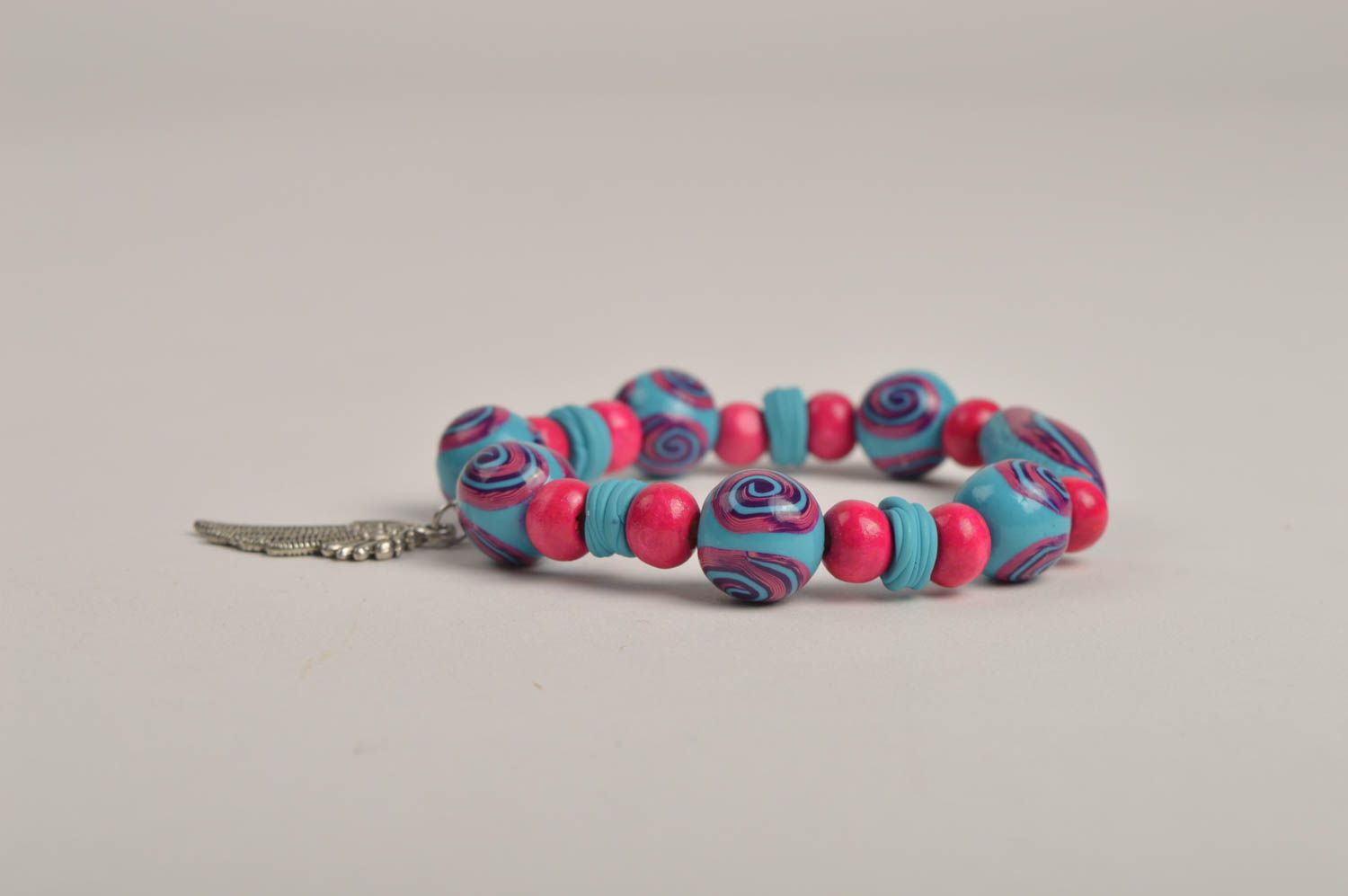 Plastic bracelet handmade polymer clay bead bracelet with charms summer bracelet photo 6