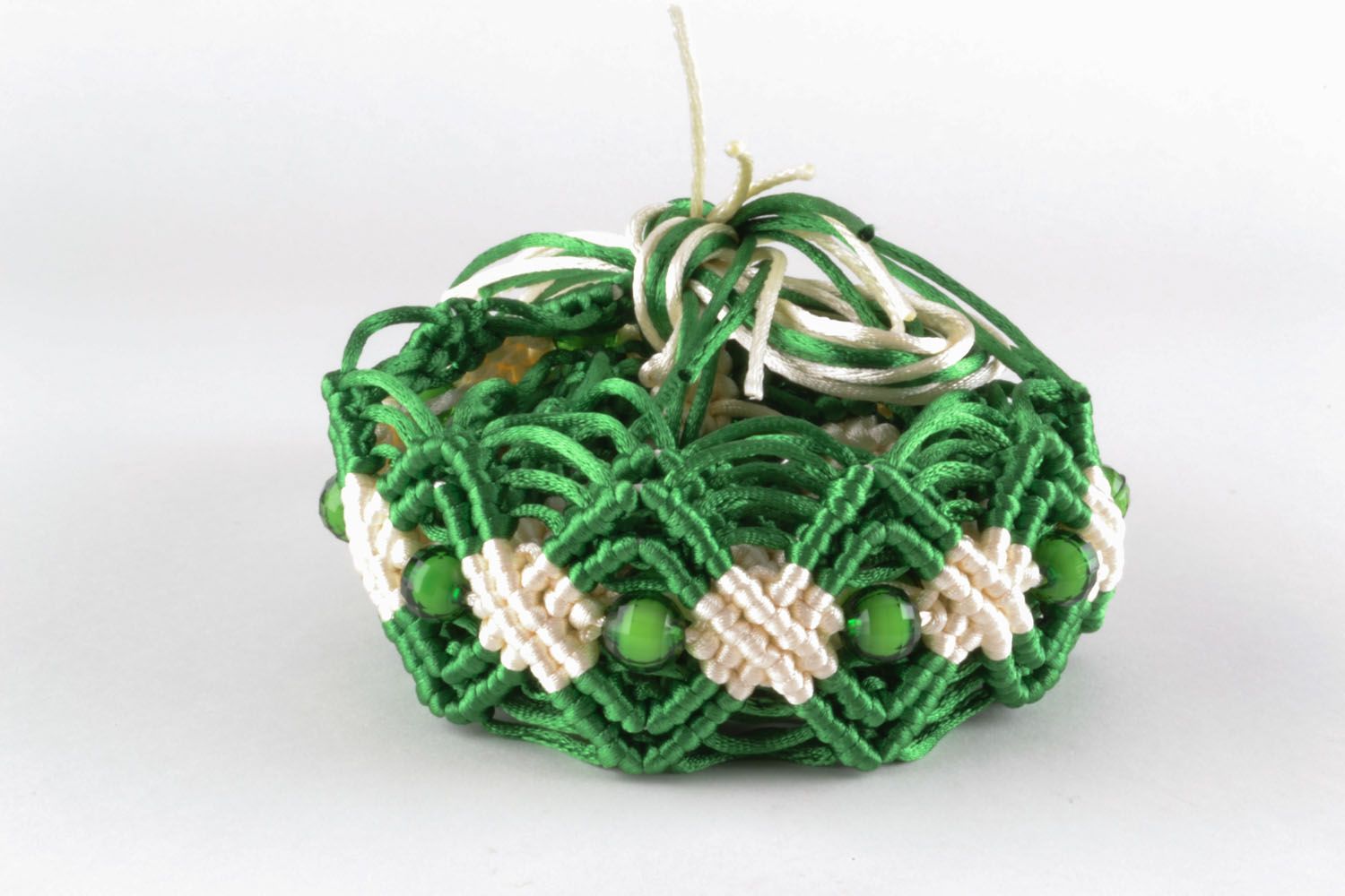 Cintura da donna intrecciata fatta a mano cinghia di fili bella in colore verde foto 3