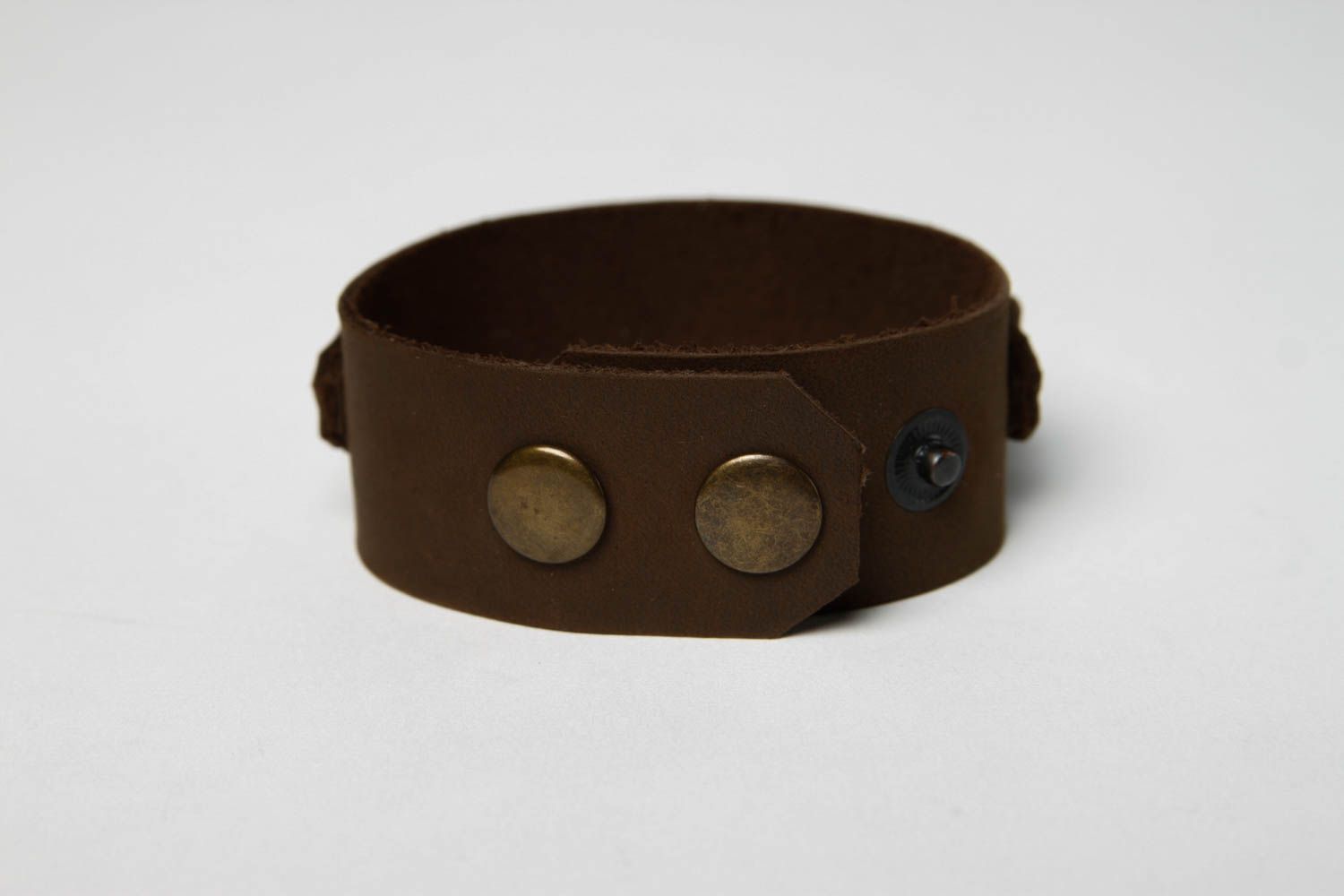 Bracelet en cuir marron Bijou fait main large avec chaîne Cadeau pour femme photo 5