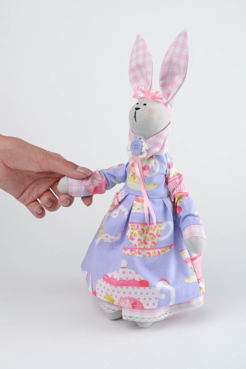 Игрушка заяц ручной работы авторская игрушка из ткани мягкая игрушка для детей фото 2